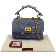 Bolsa Valentino Garavani Roman Stud Tricot Azul