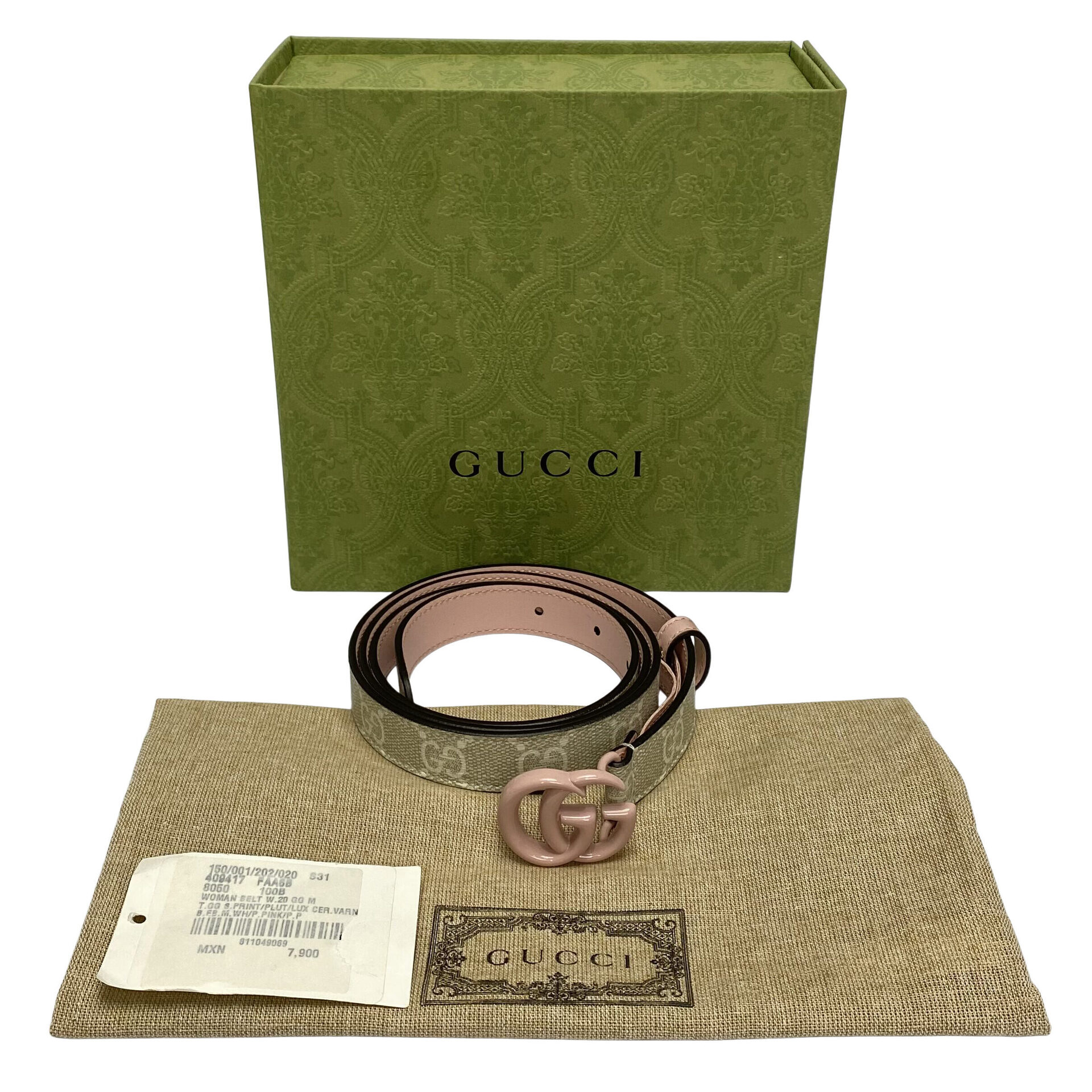 Cinto Gucci GG Monograma e Rosa
