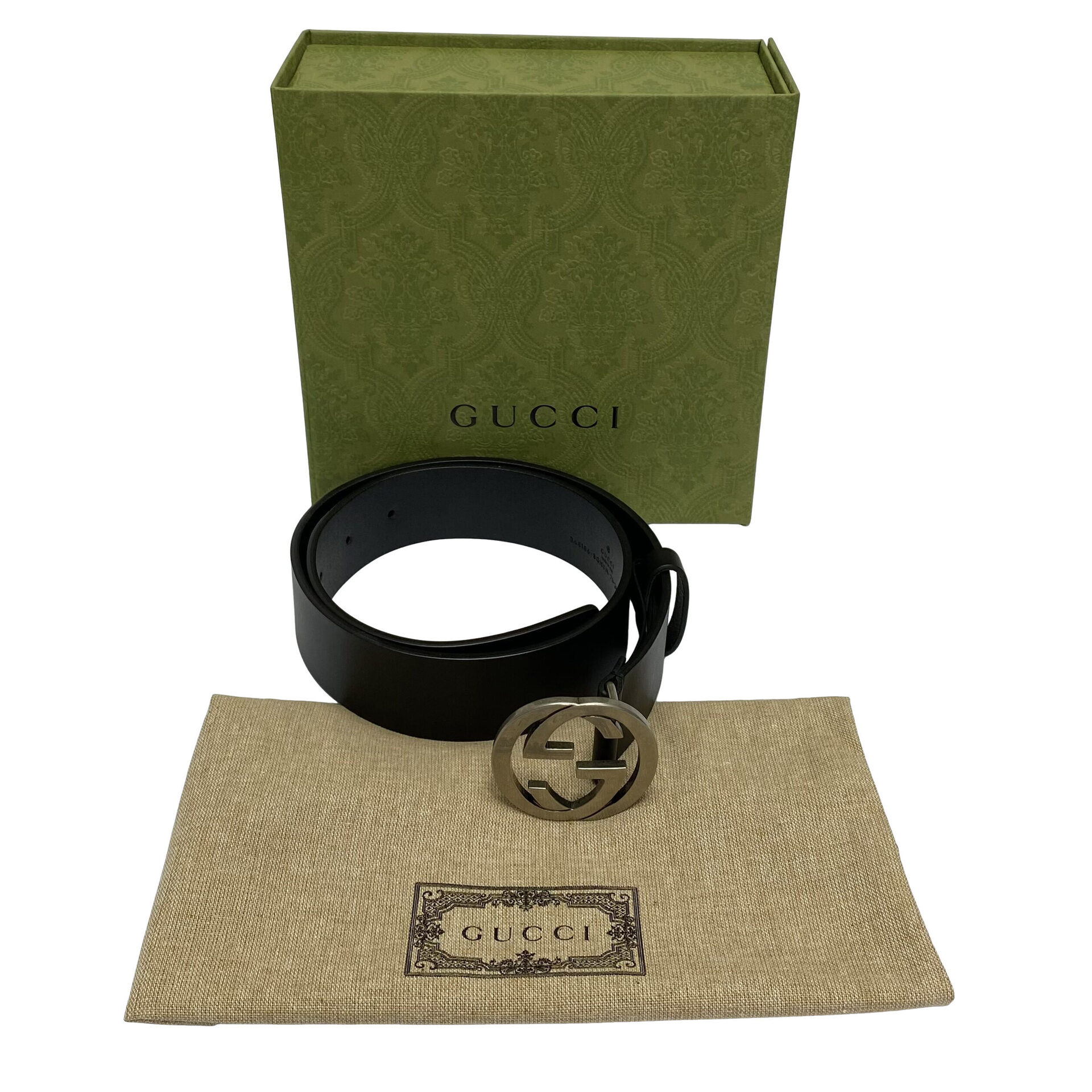 Cinto Gucci GG Couro Preto