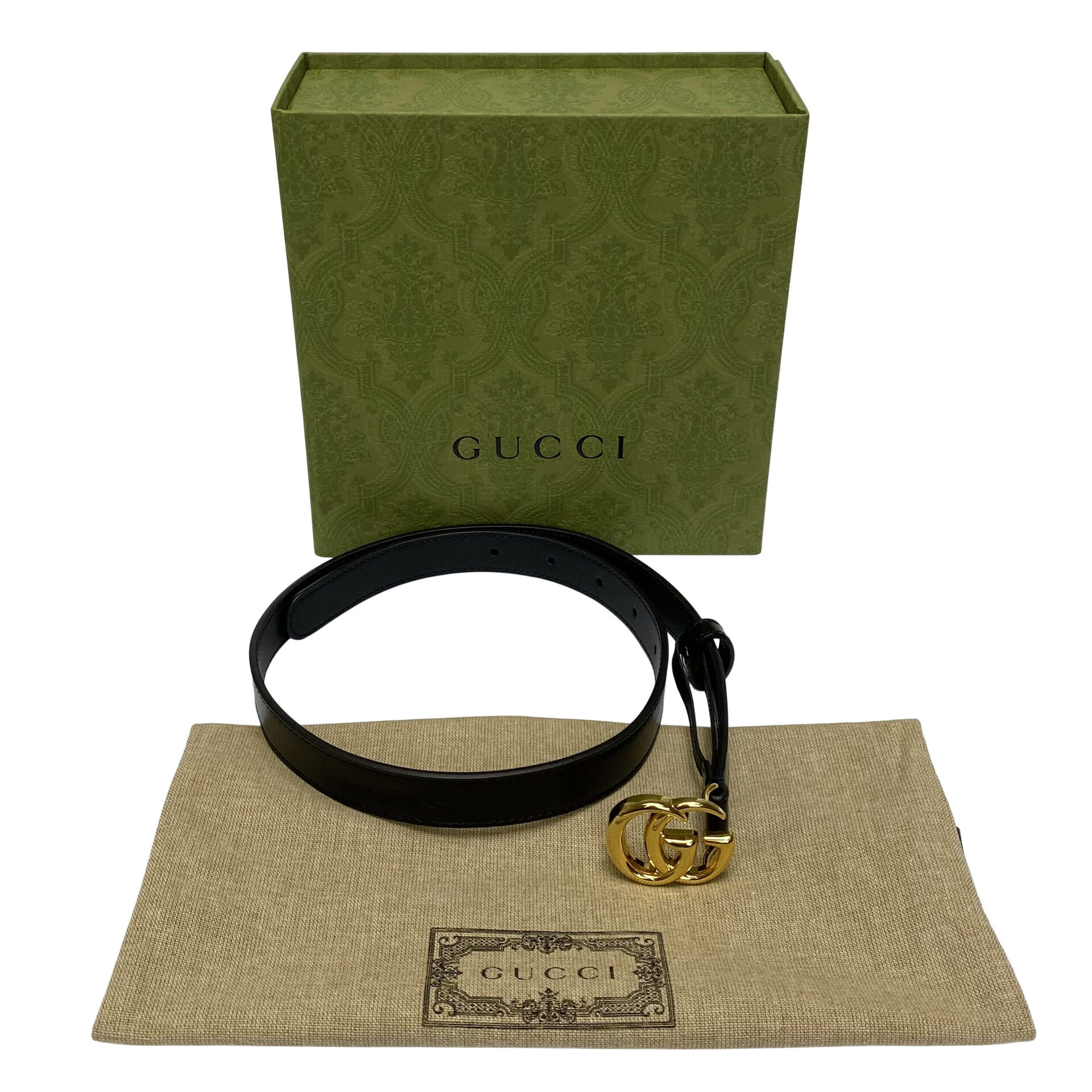 Cinto Gucci GG Couro Preto - Fino
