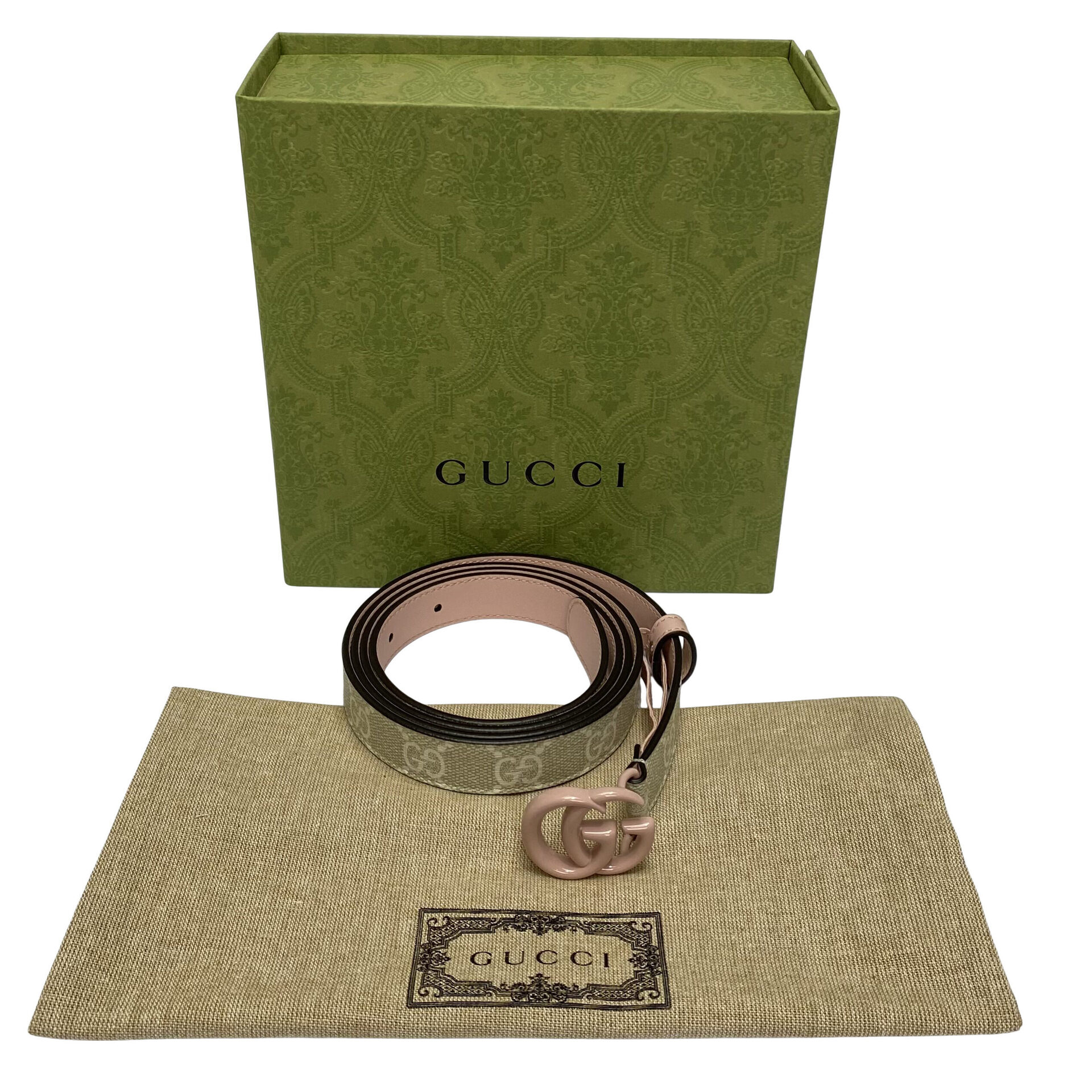 Cinto Gucci GG Monograma e Rosa