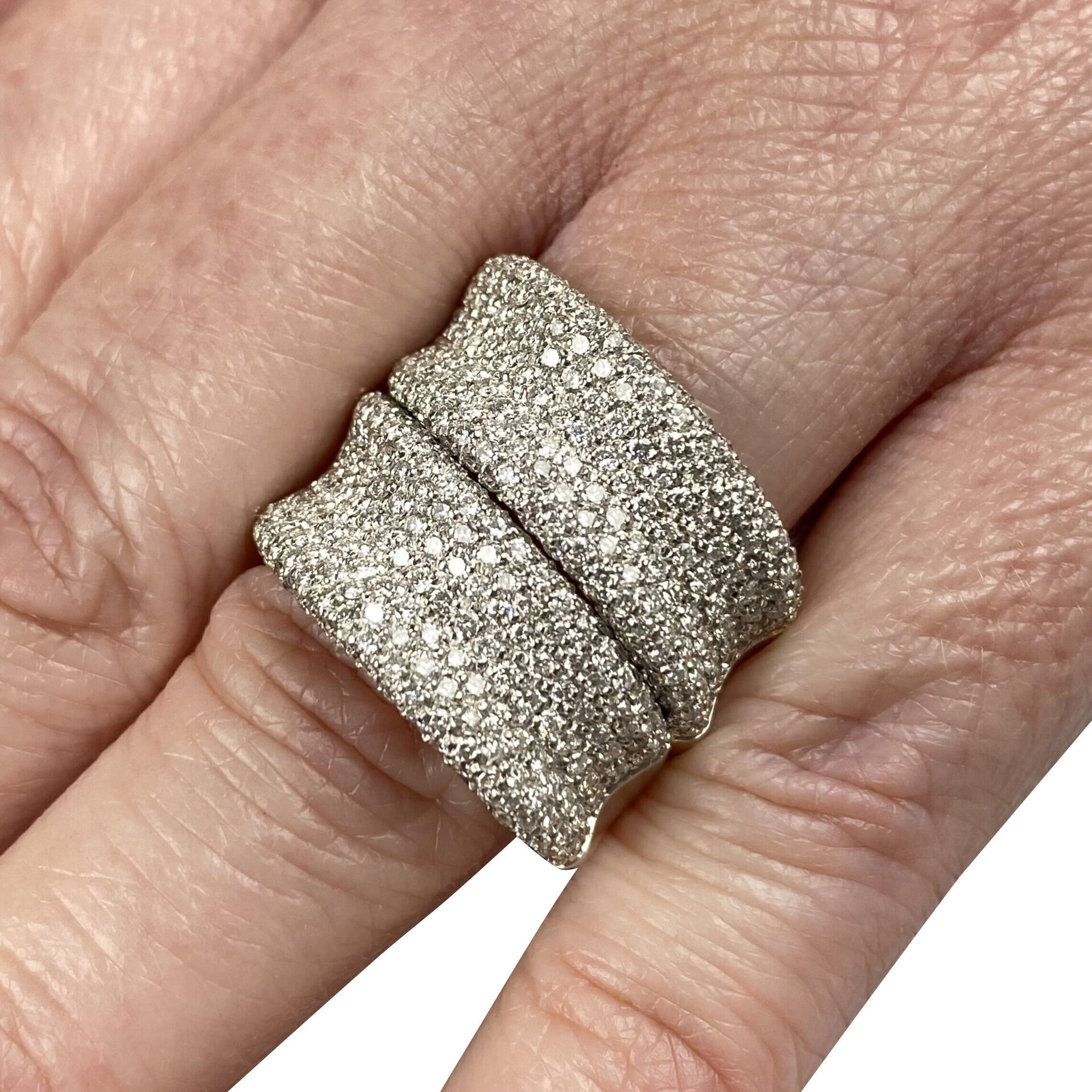 Anel Ouro Branco com Diamantes