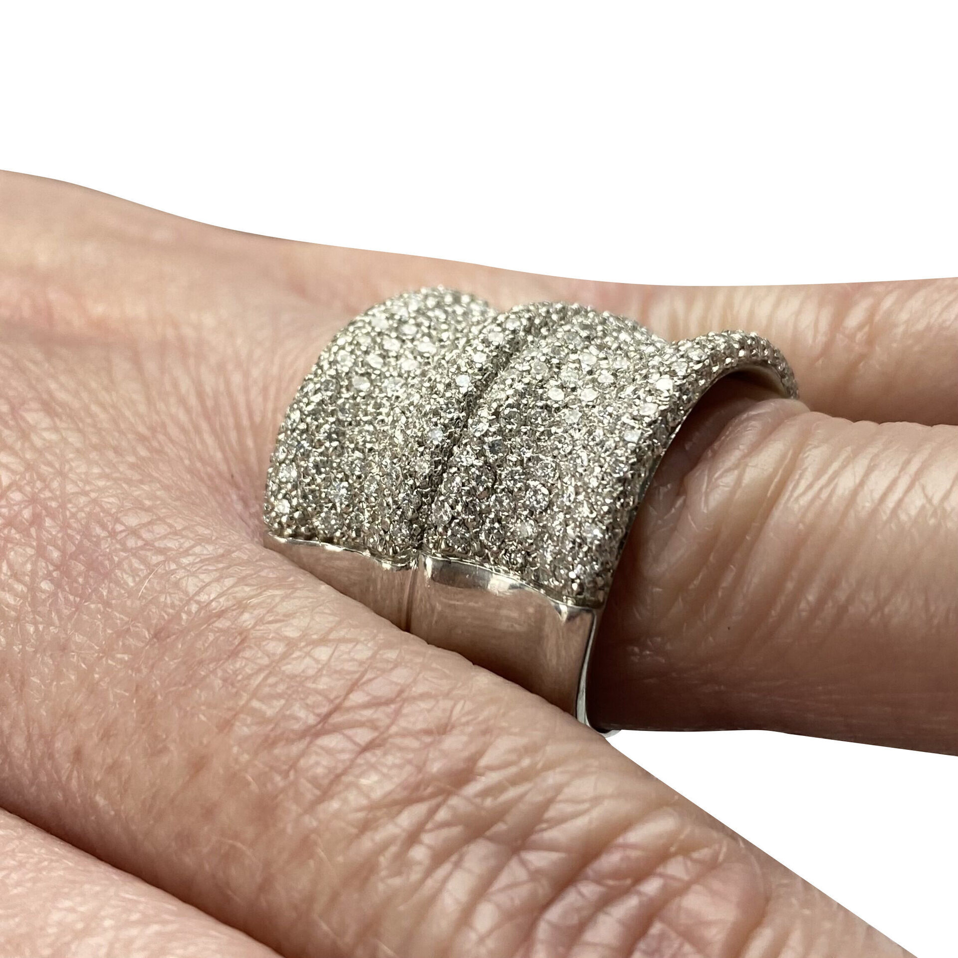 Anel Ouro Branco com Diamantes