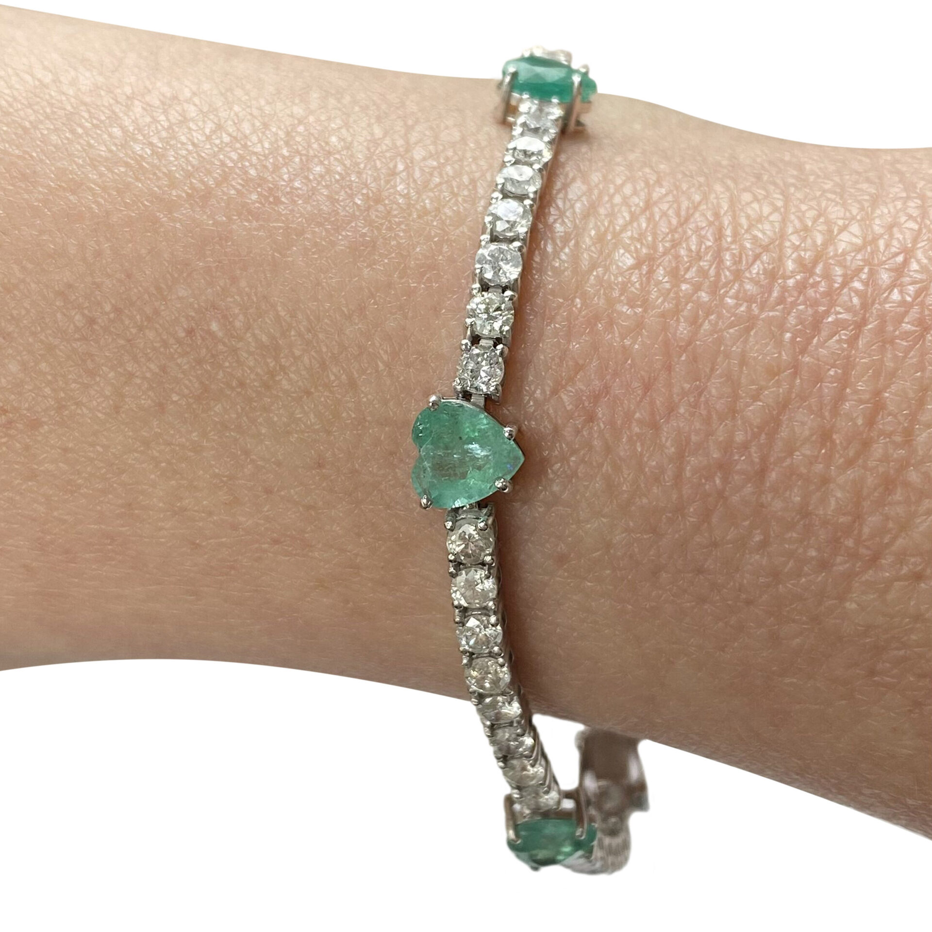 Pulseira Riveira Corações com Esmeraldas - 3.03 ct.