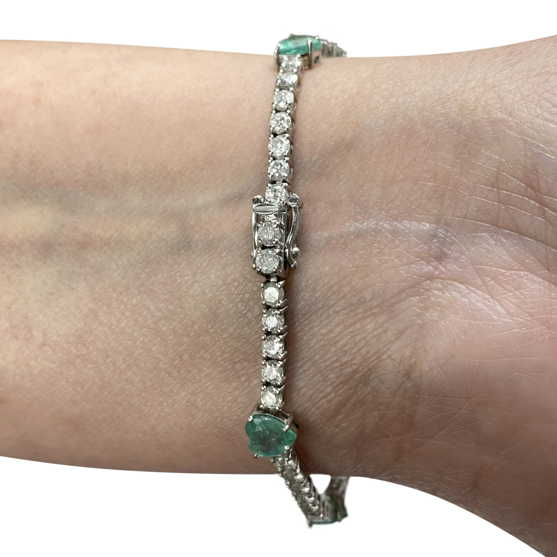 Pulseira Riveira Corações com Esmeraldas - 3.03 ct.