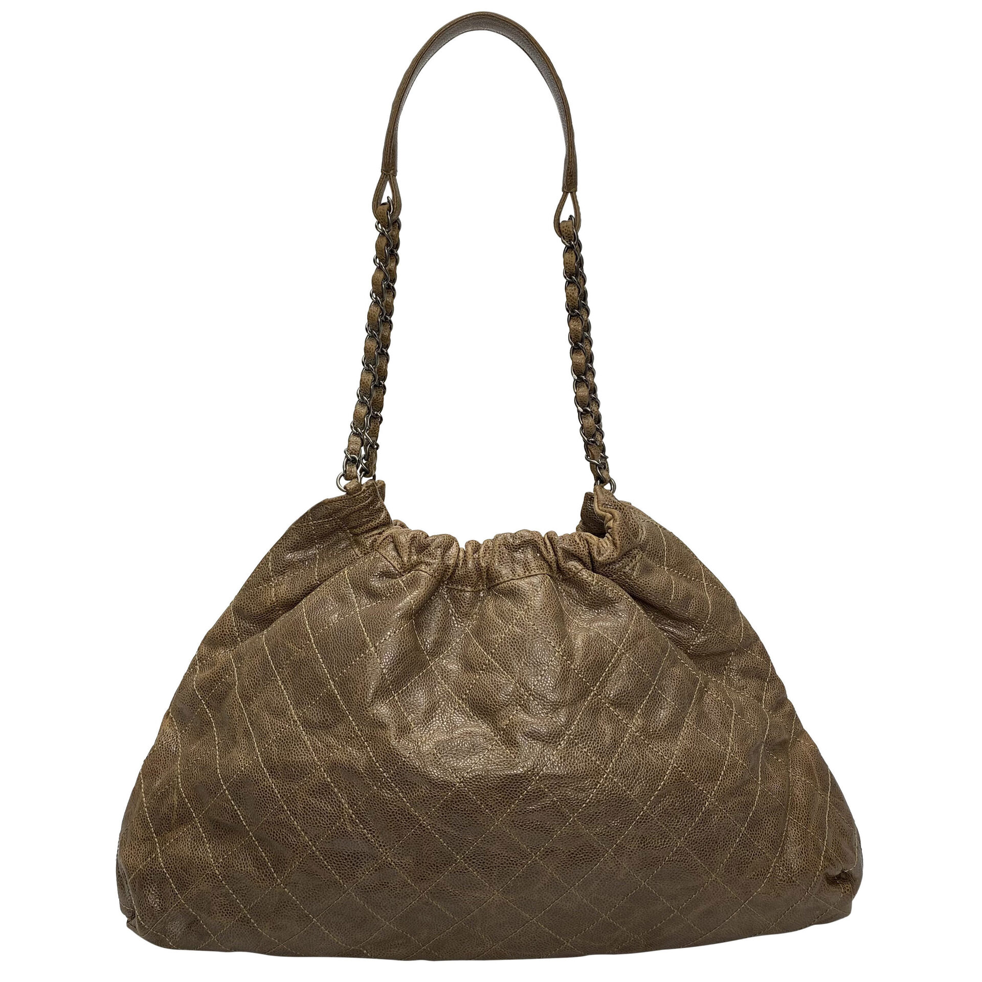 Bolsa Chanel Elastic CC Caviar Marrom