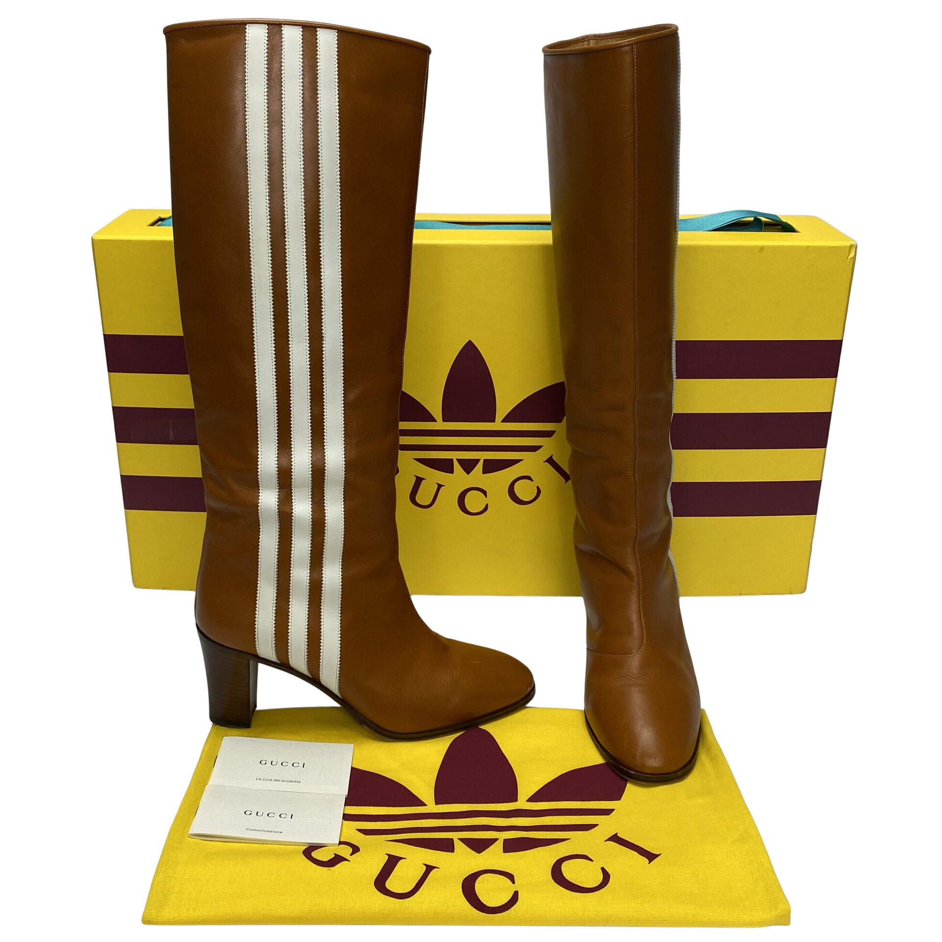 Bota Gucci X Adidas Elizabeth Knee Boots Caramelo