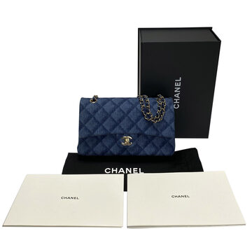 Bolsa Chanel Denim Quilted Double Flap