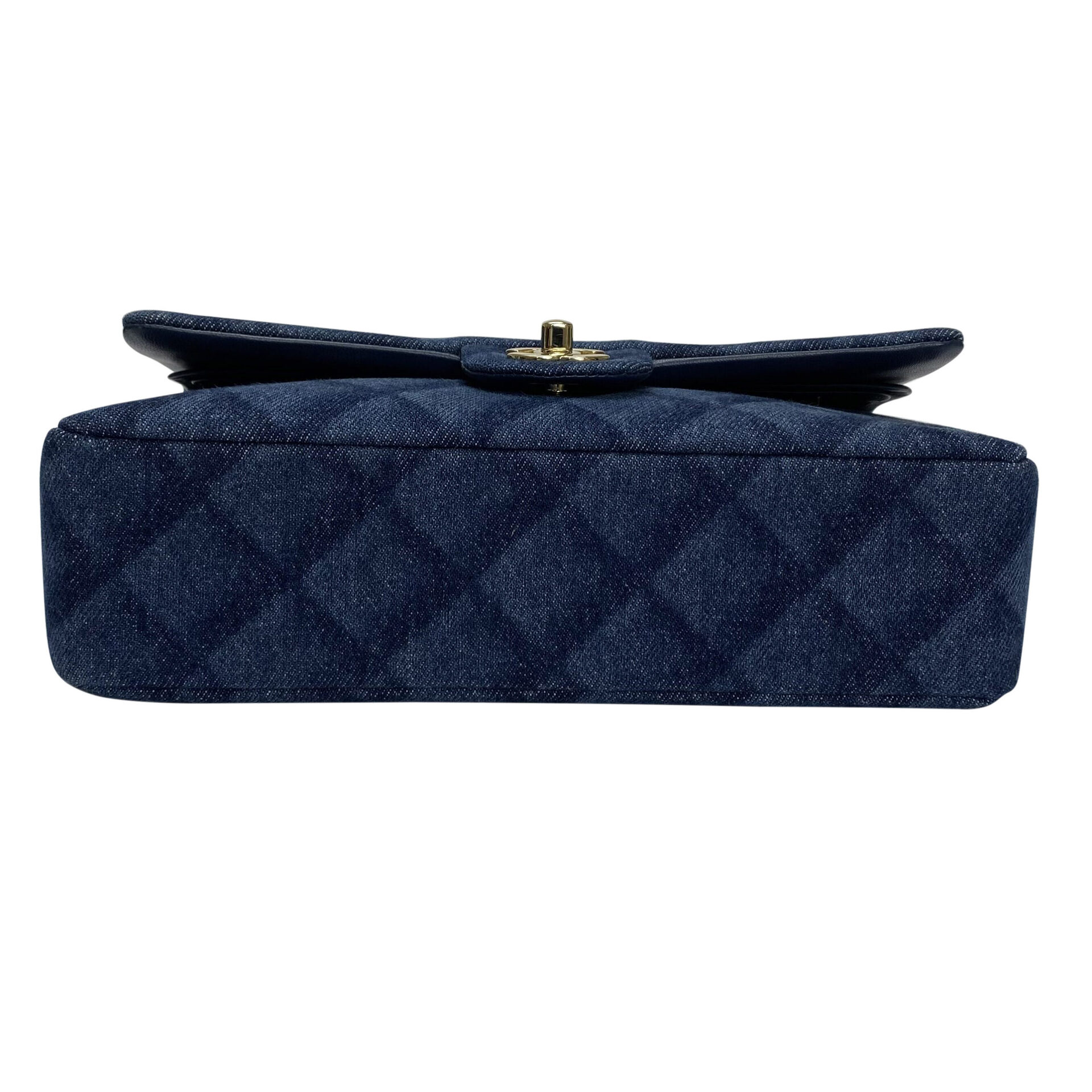 Bolsa Chanel Denim Quilted Double Flap