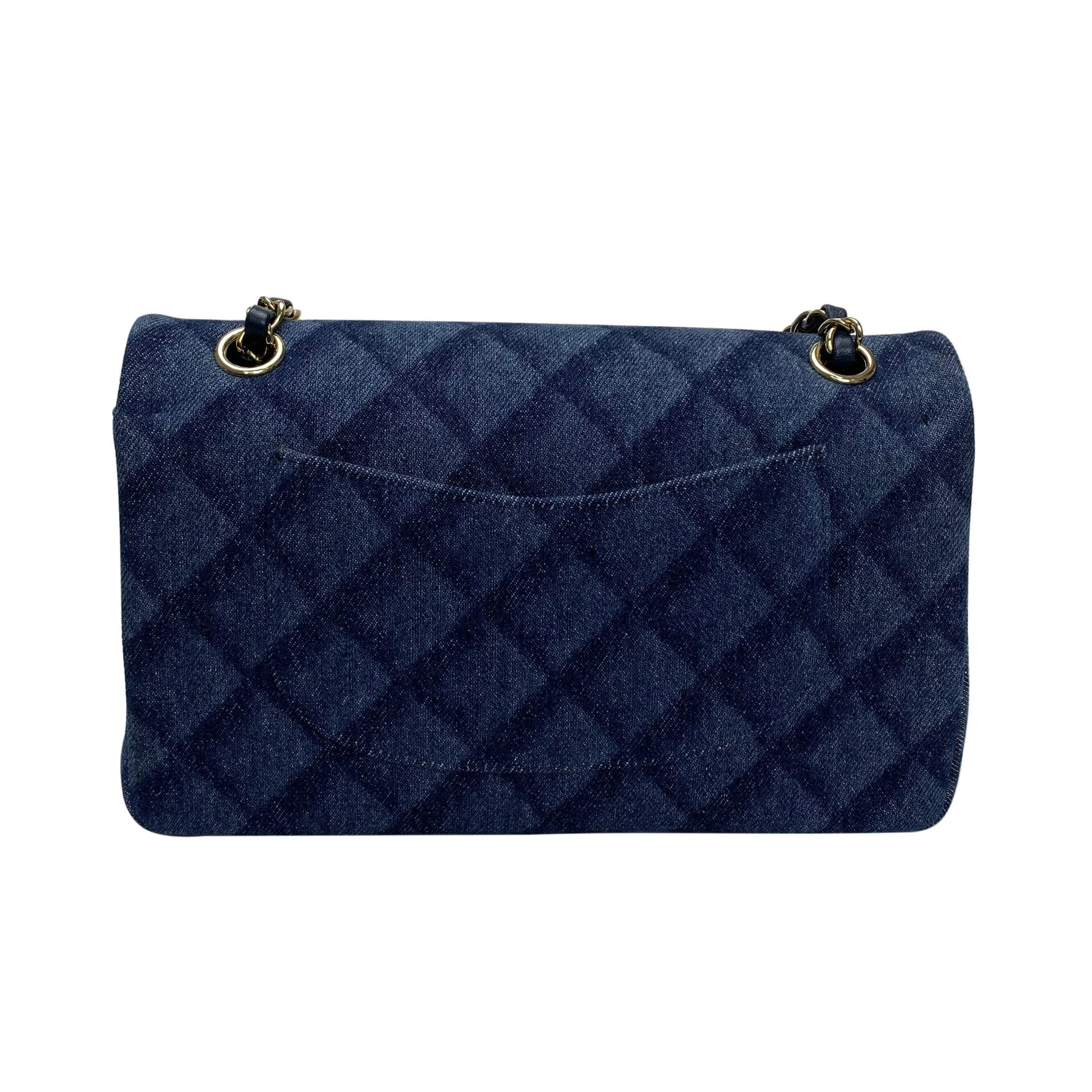 Bolsa Chanel Denim Quilted Double Flap