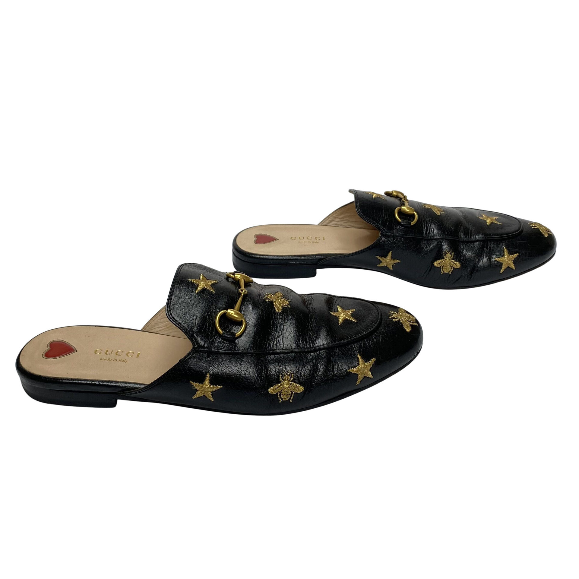 Mule Gucci Princetown Bee Stars Preto