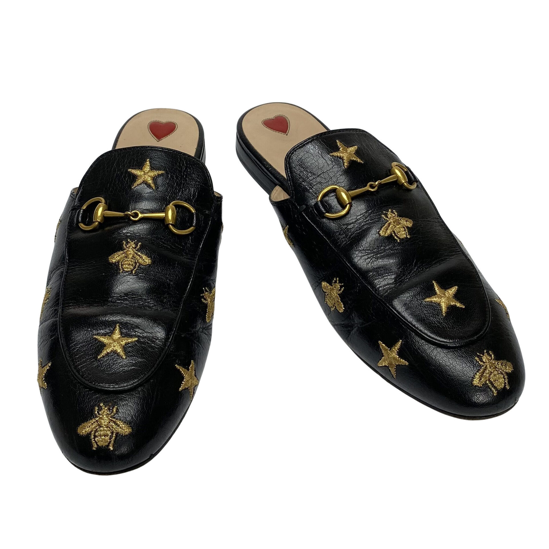 Mule Gucci Princetown Bee Stars Preto