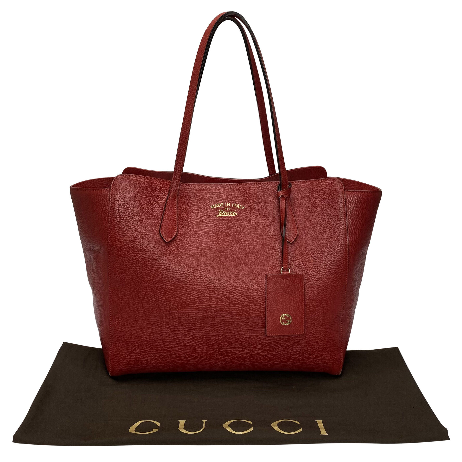 Bolsa Gucci Swing Tote Couro Vermelha