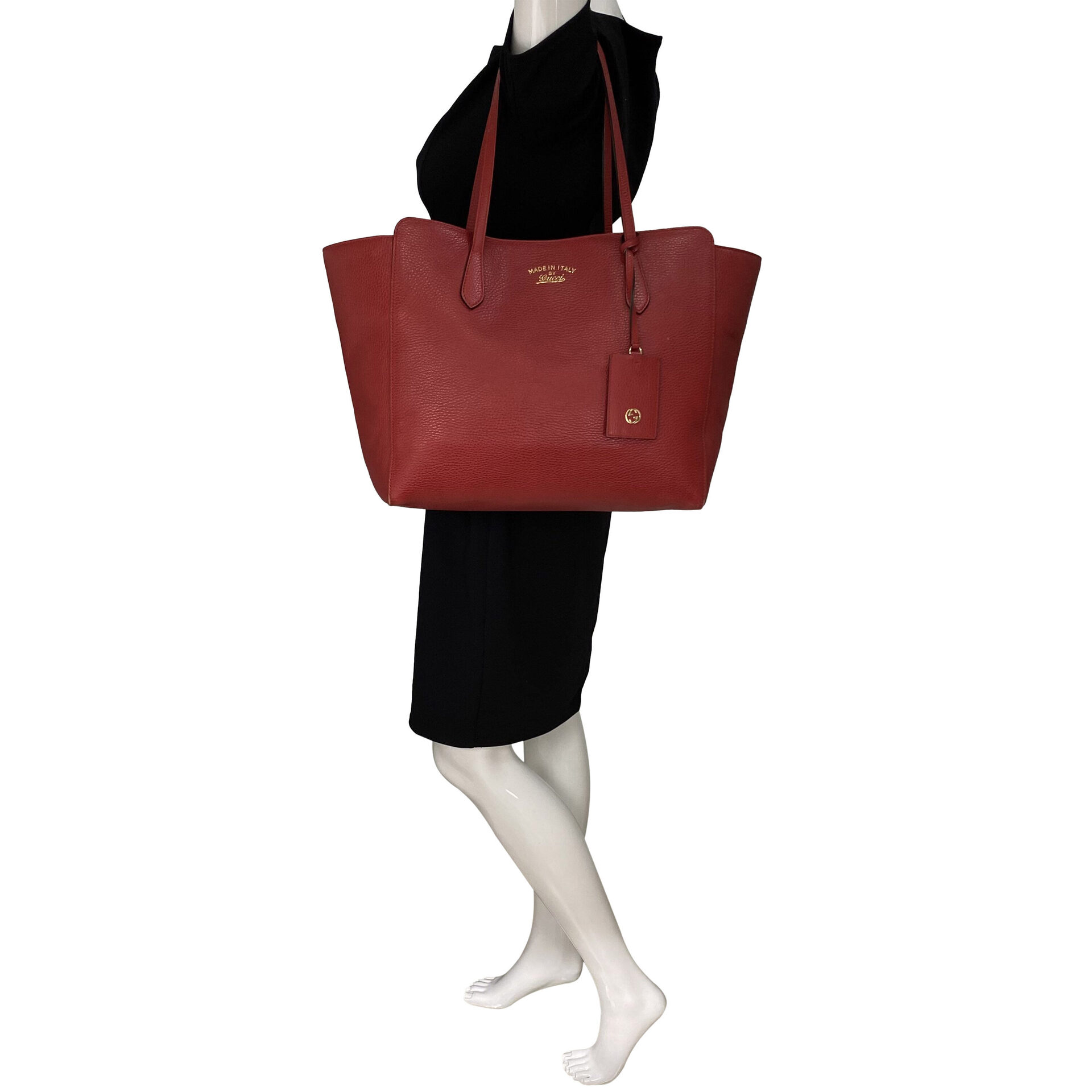 Bolsa Gucci Swing Tote Couro Vermelha
