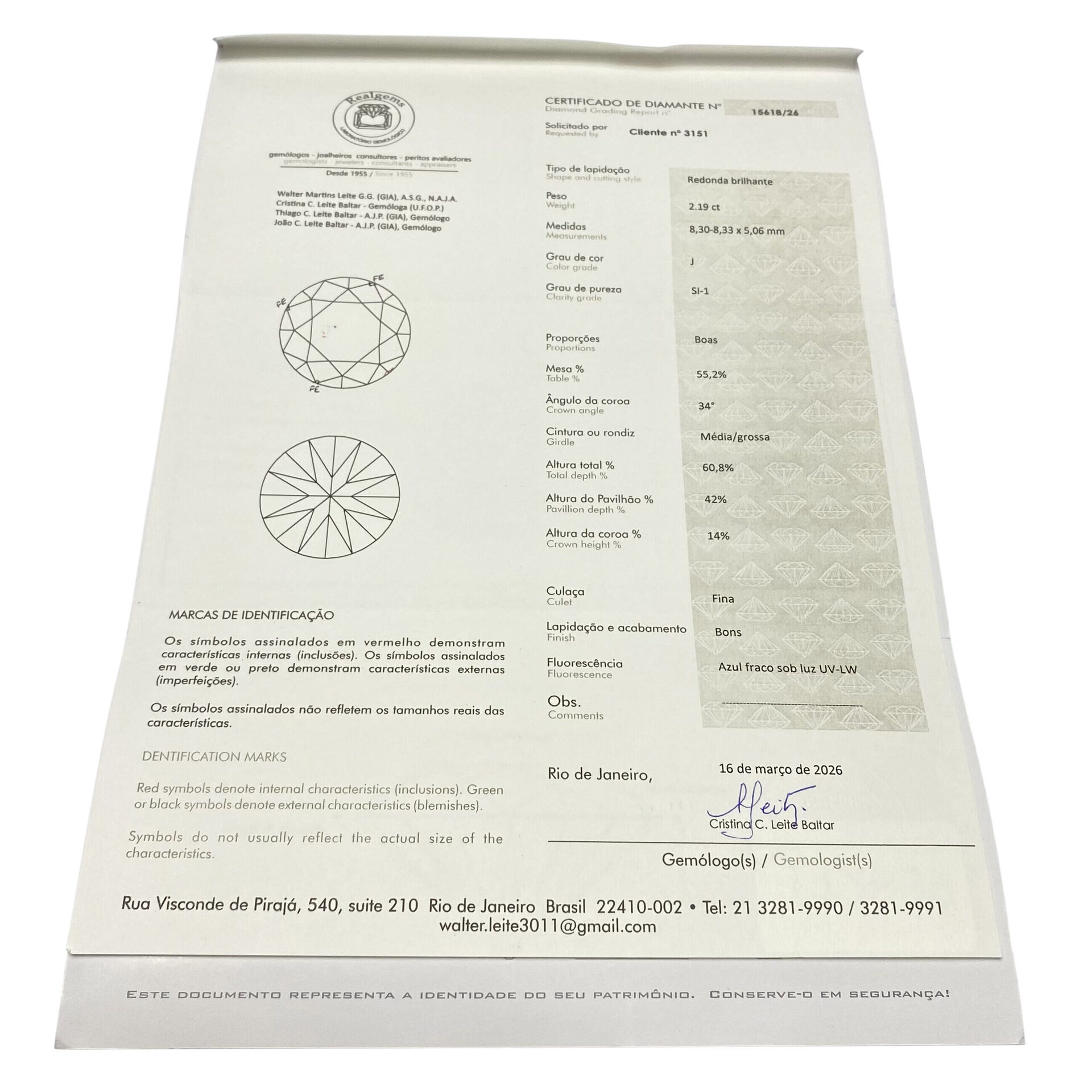 Anel Solitário - 2.19 ct.