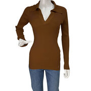 Blusa Saint Laurent Tricô Canelado Caramelo