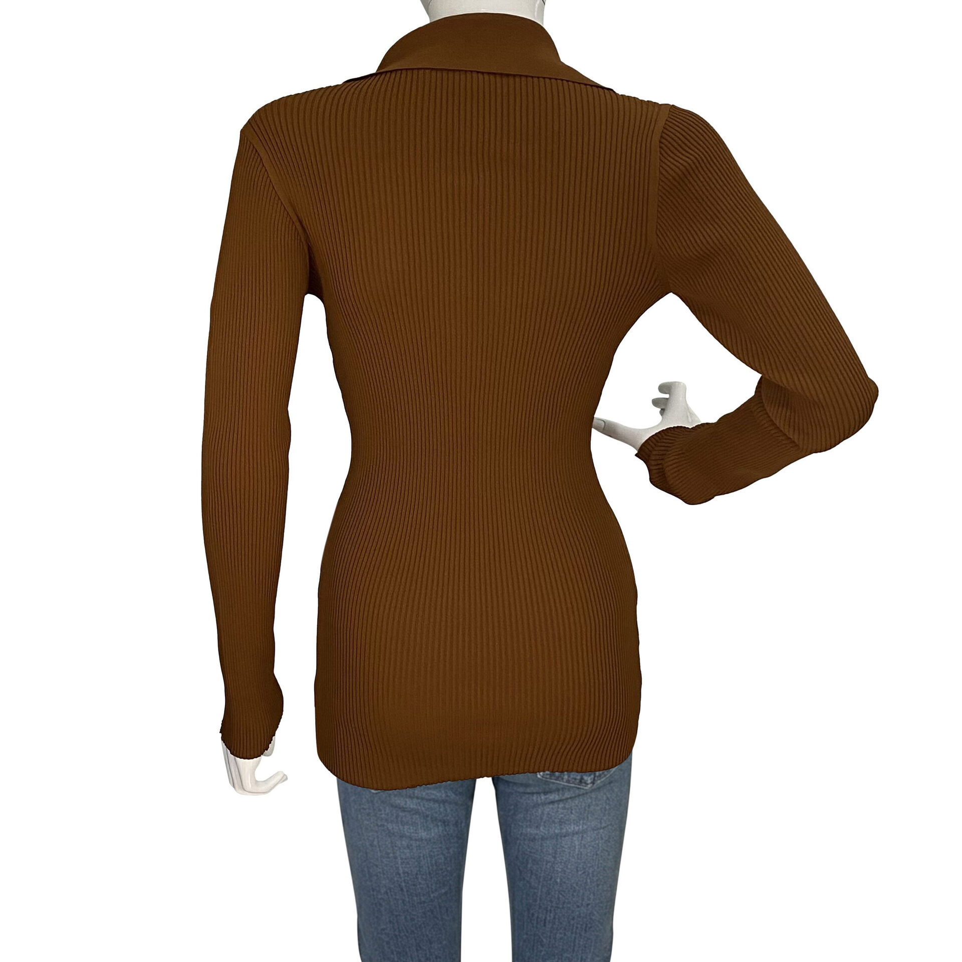 Blusa Saint Laurent Tricô Canelado Caramelo