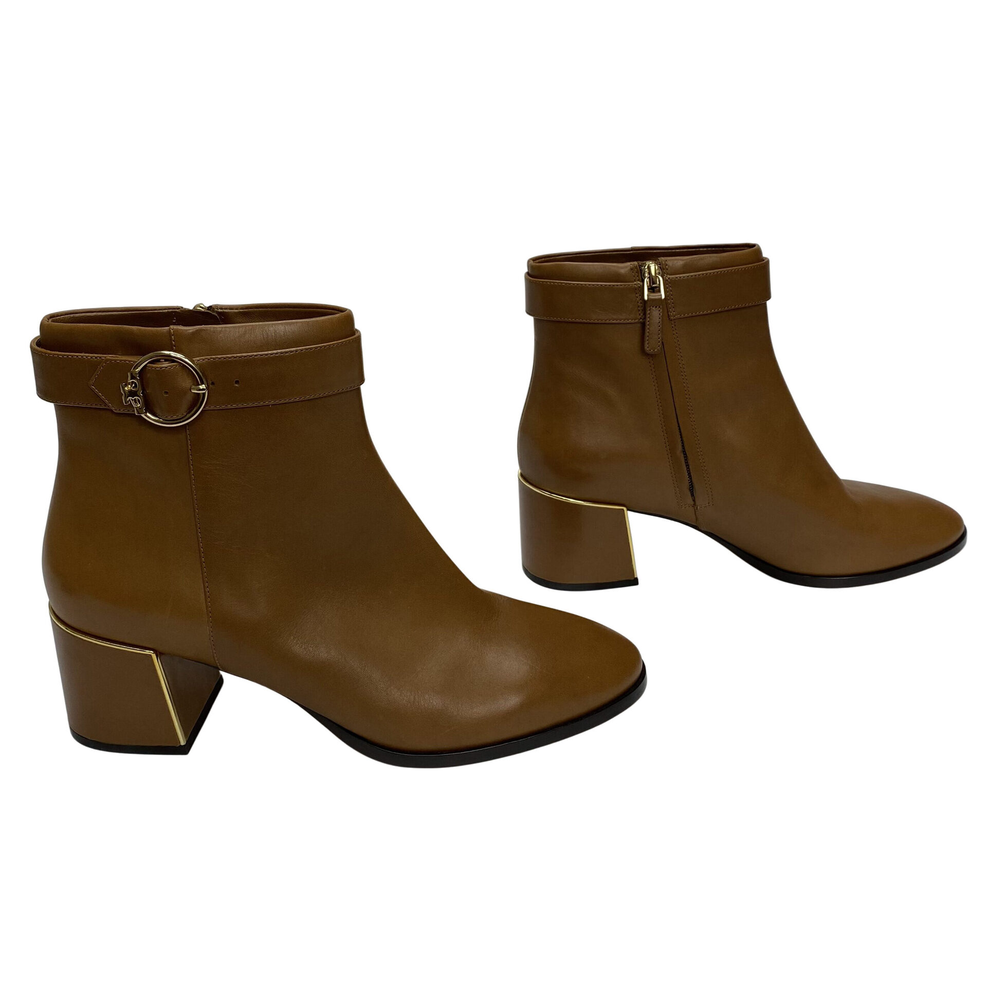 Bota Tory Burch Couro Caramelo