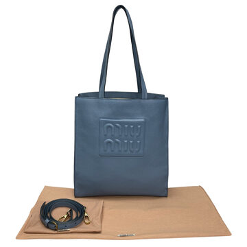 Bolsa Miu Miu Madras Couro Azul