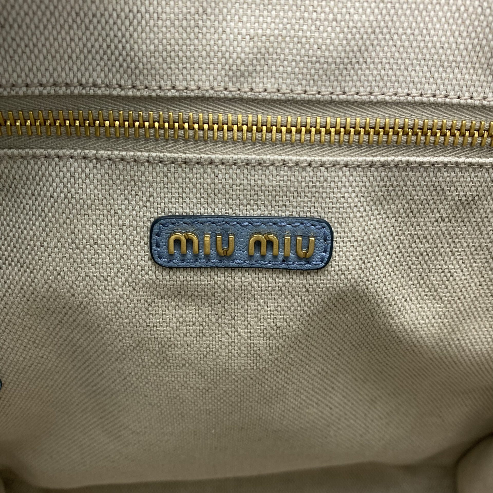 Bolsa Miu Miu Madras Couro Azul