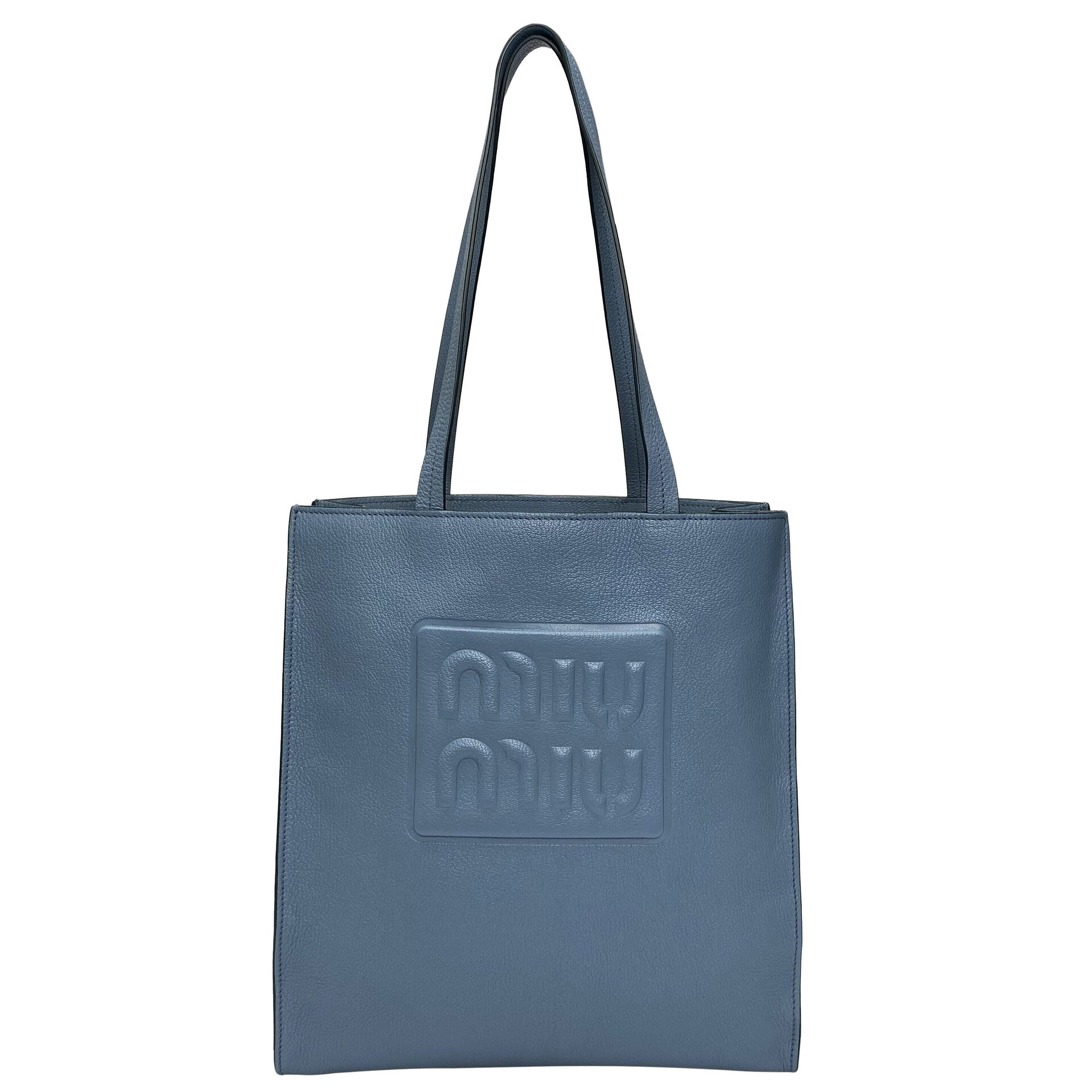 Bolsa Miu Miu Madras Couro Azul