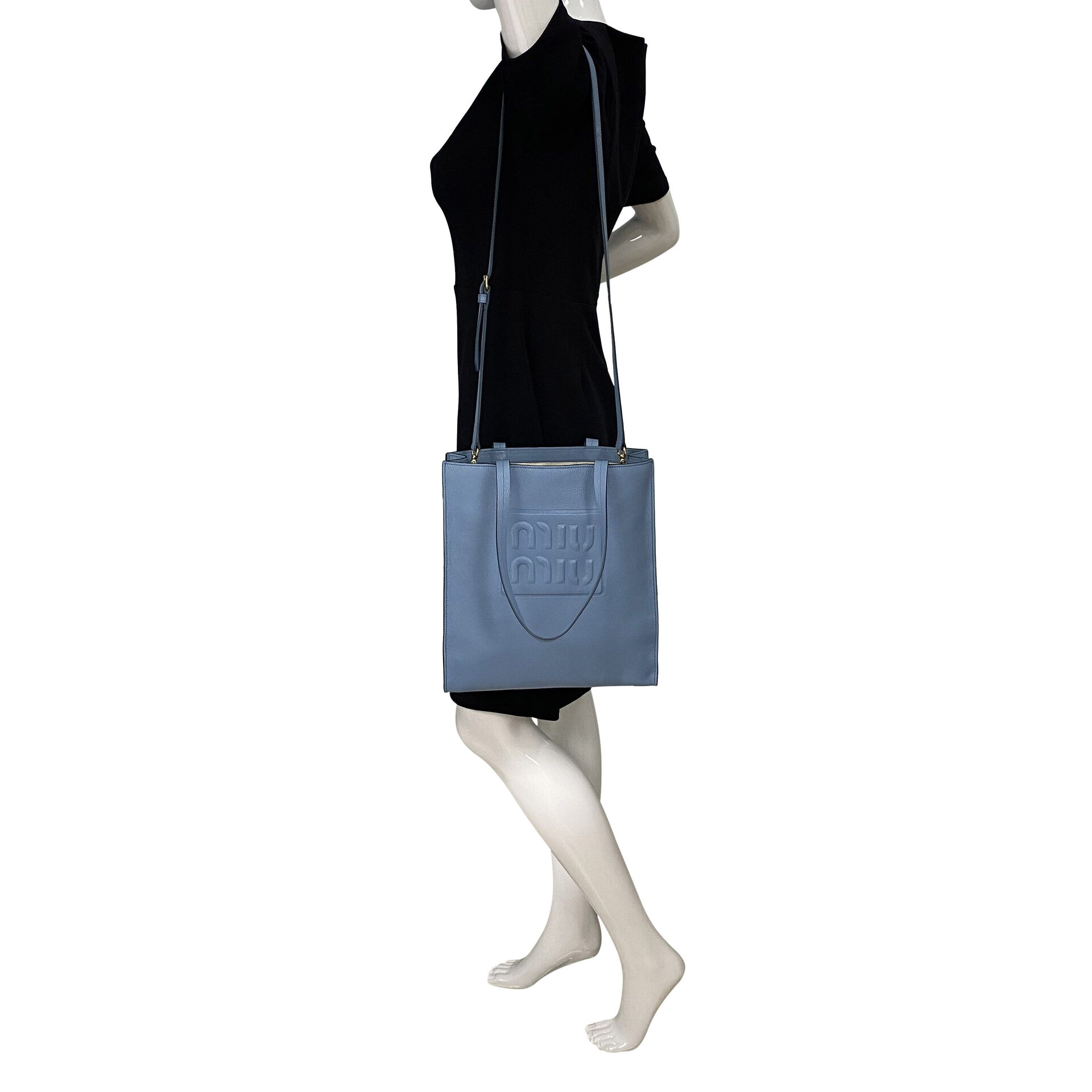 Bolsa Miu Miu Madras Couro Azul