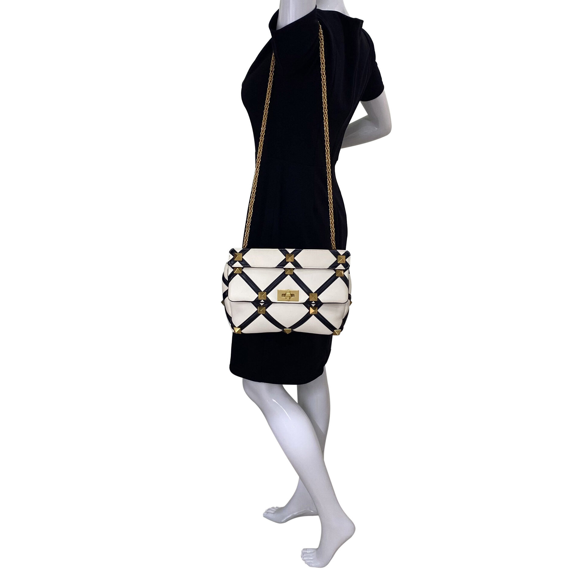 Bolsa Valentino Garavani Roman Stud Bicolor