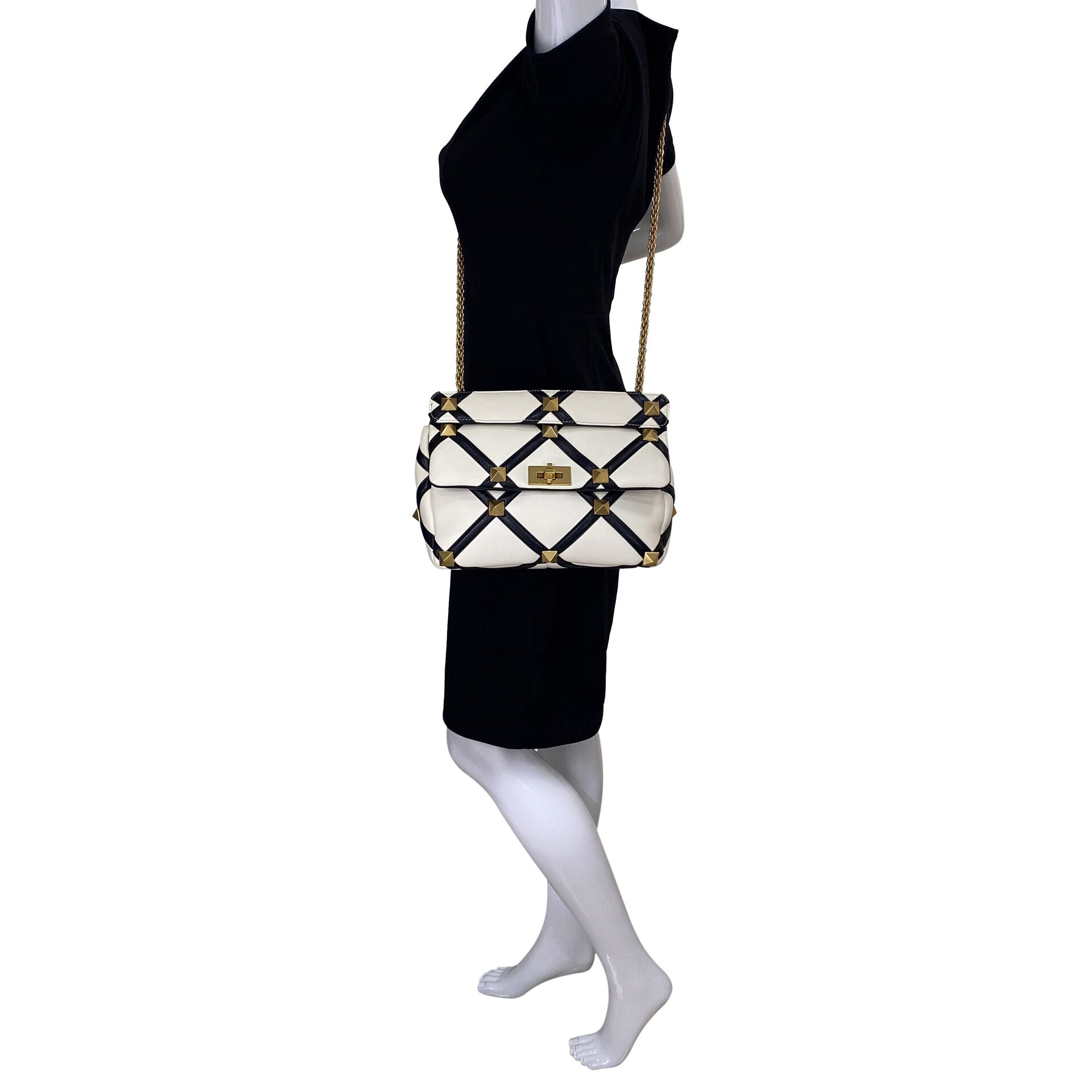 Bolsa Valentino Garavani Roman Stud Bicolor