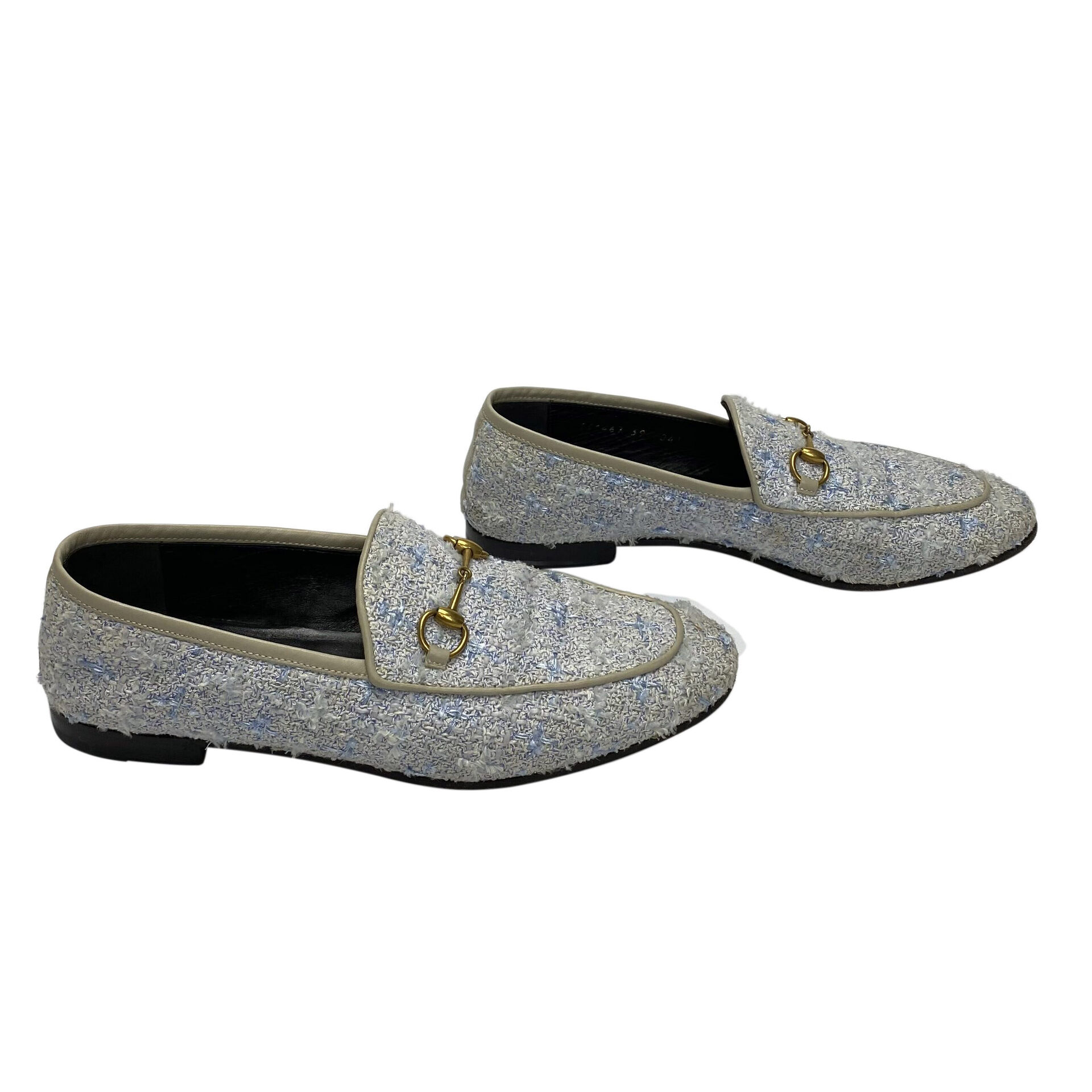 Mocassim Gucci Horsebit Tweed Azul