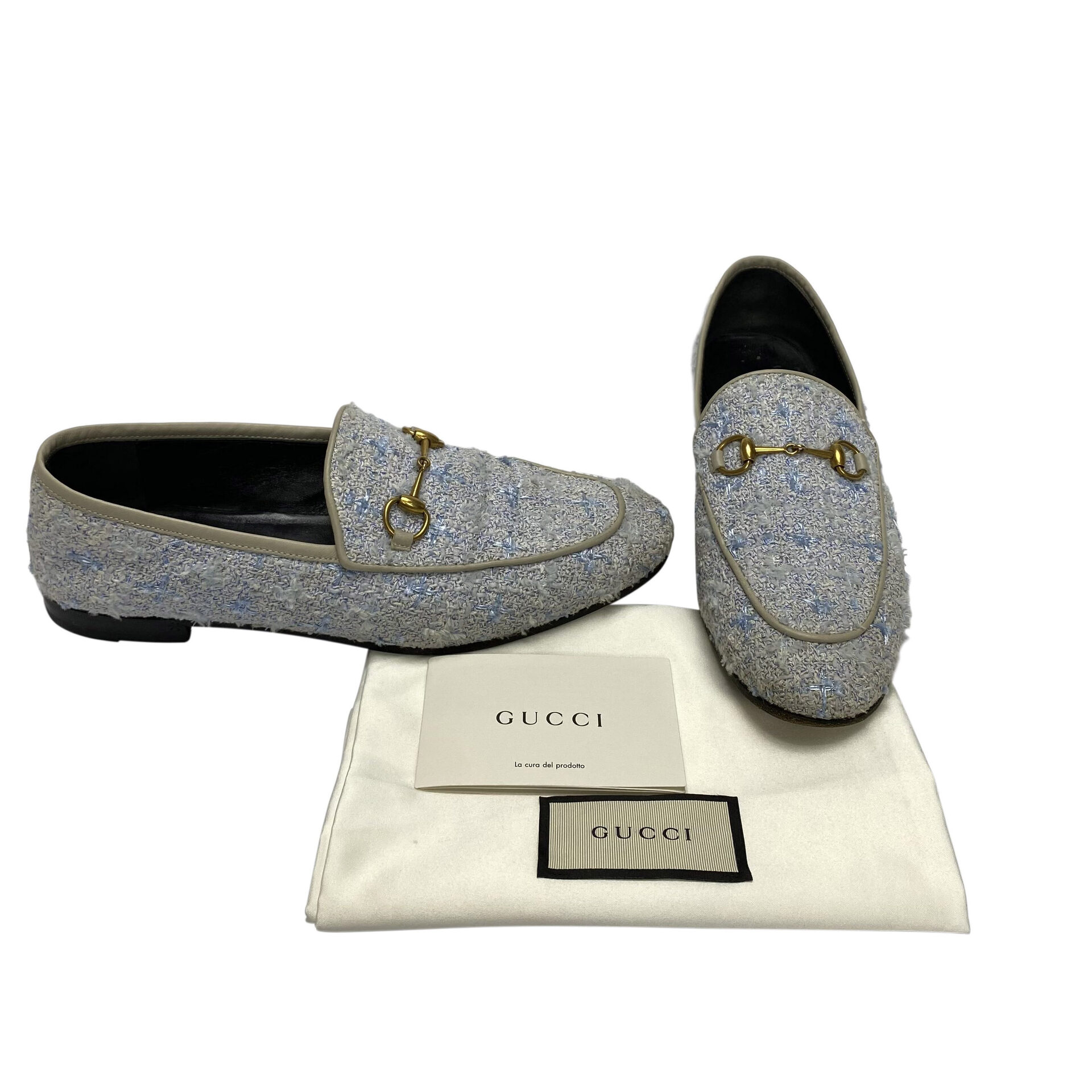 Mocassim Gucci Horsebit Tweed Azul