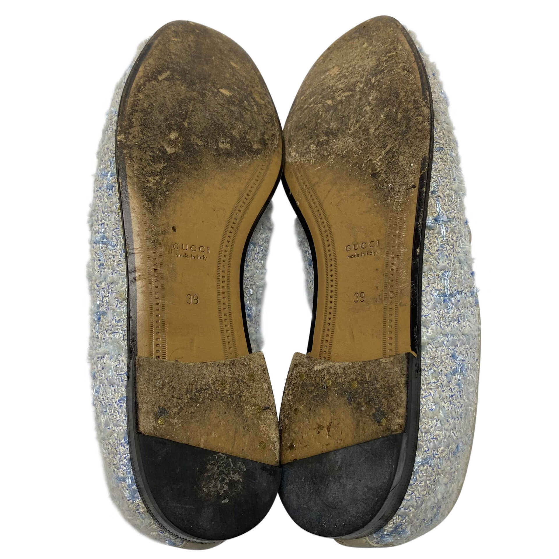 Mocassim Gucci Horsebit Tweed Azul