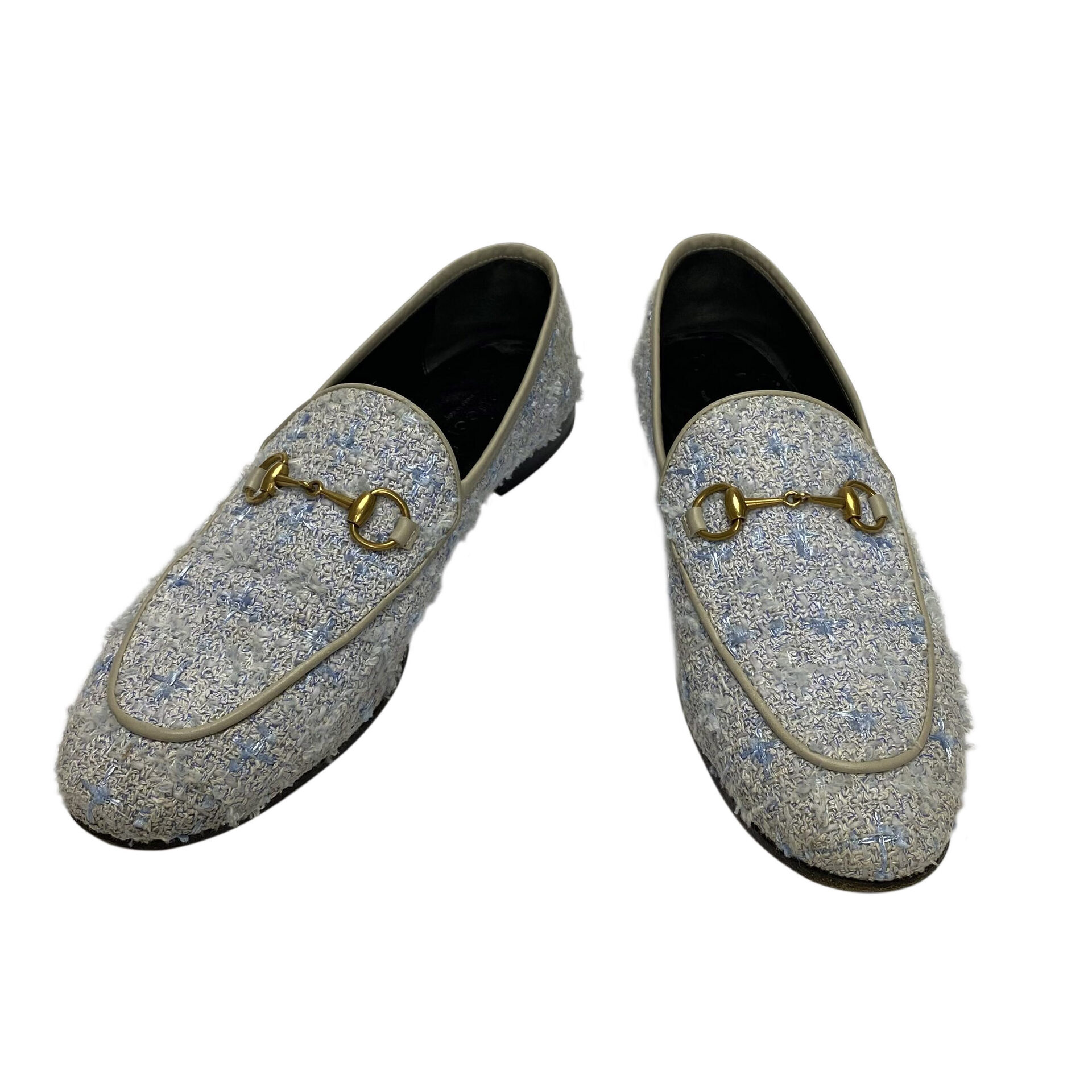 Mocassim Gucci Horsebit Tweed Azul