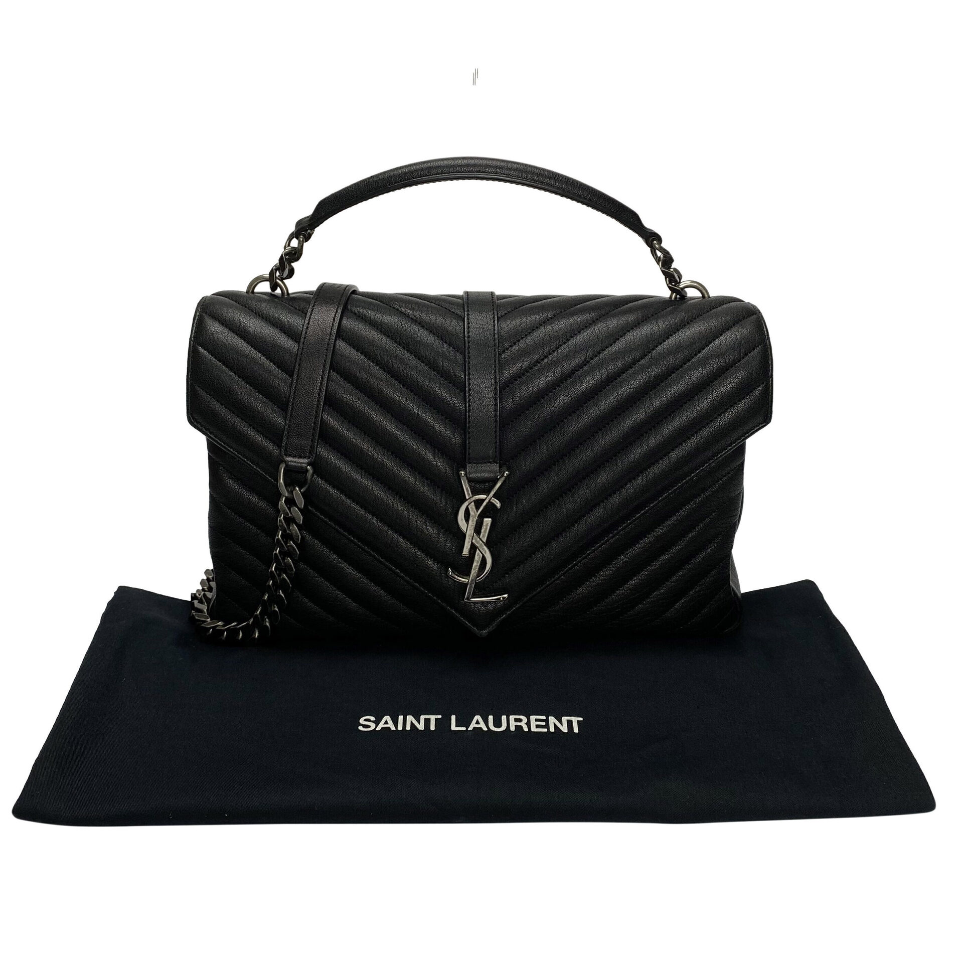 Bolsa Saint Laurent Paris College Preta