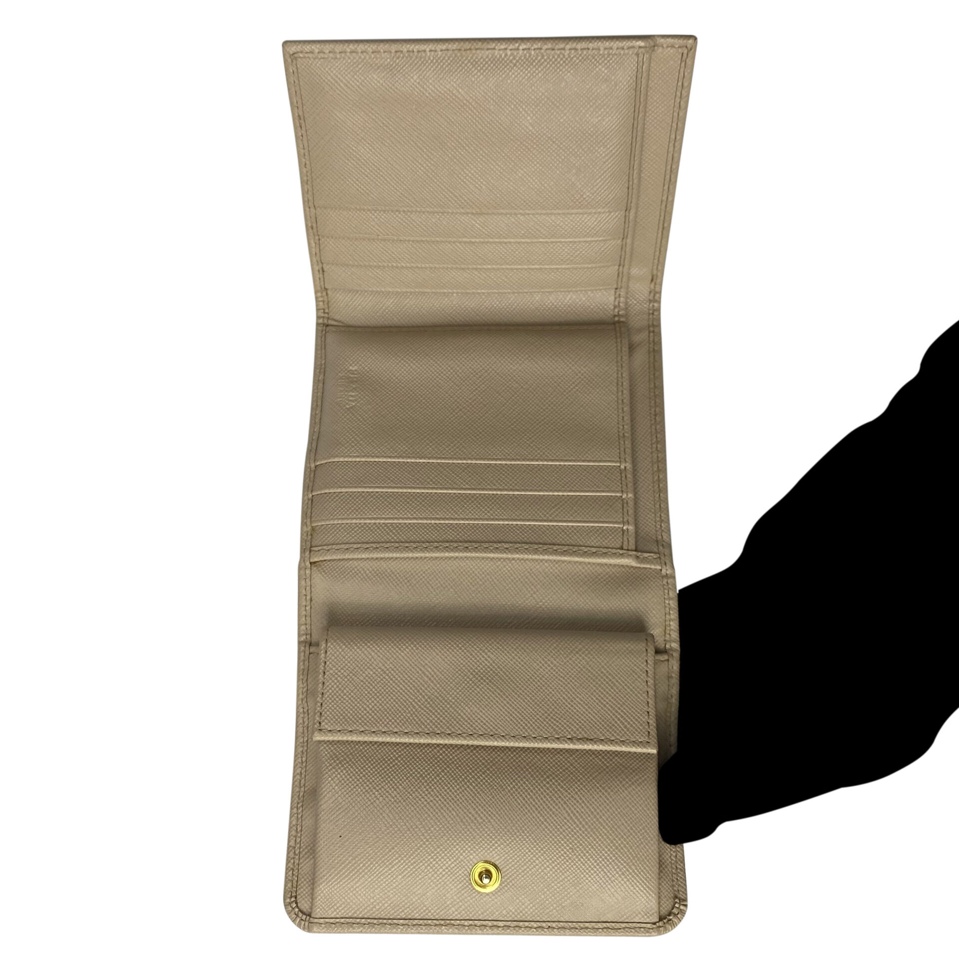 Carteira Prada Couro Saffiano Bege
