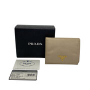 Carteira Prada Couro Saffiano Bege