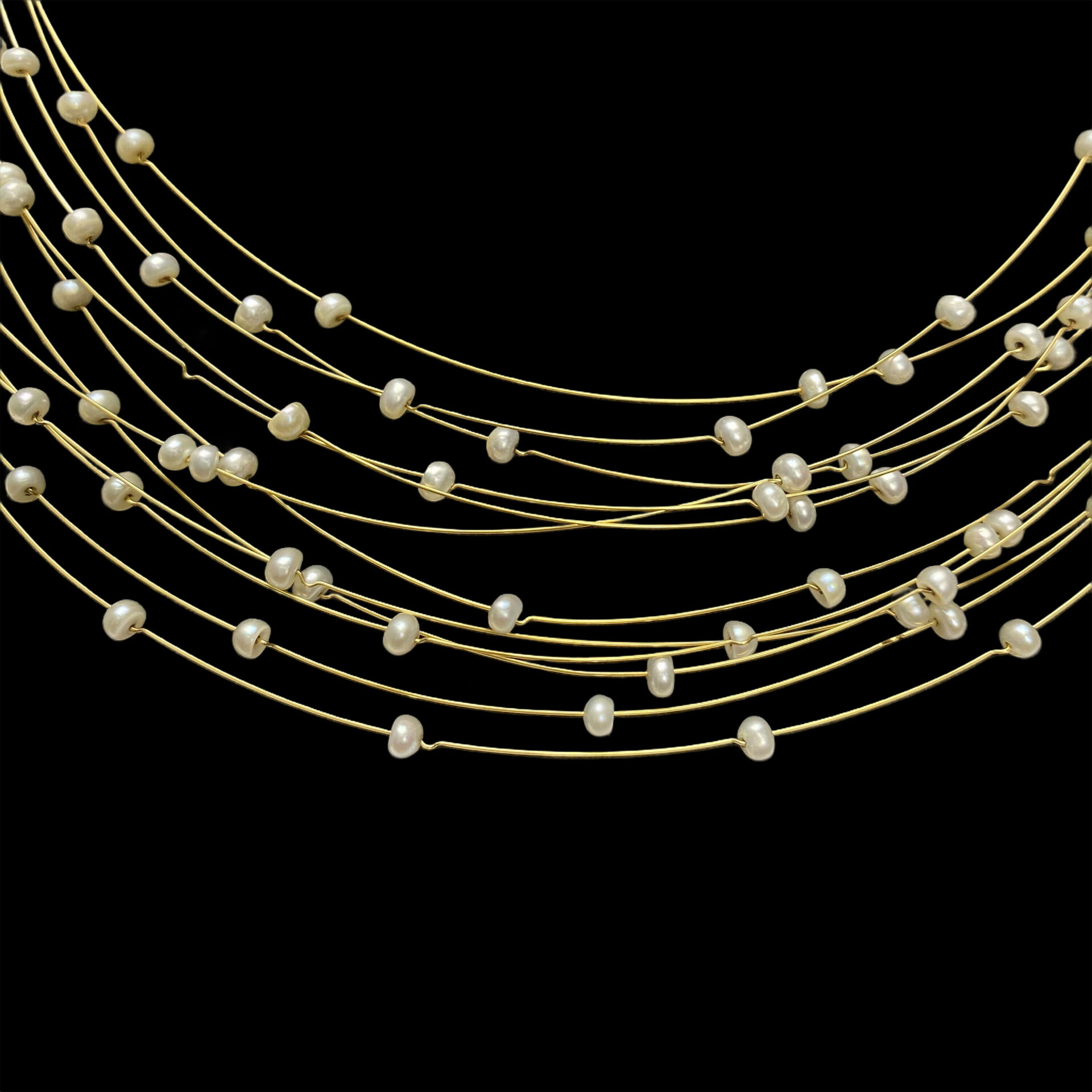 Chocker Aros Múltiplos com Pérolas