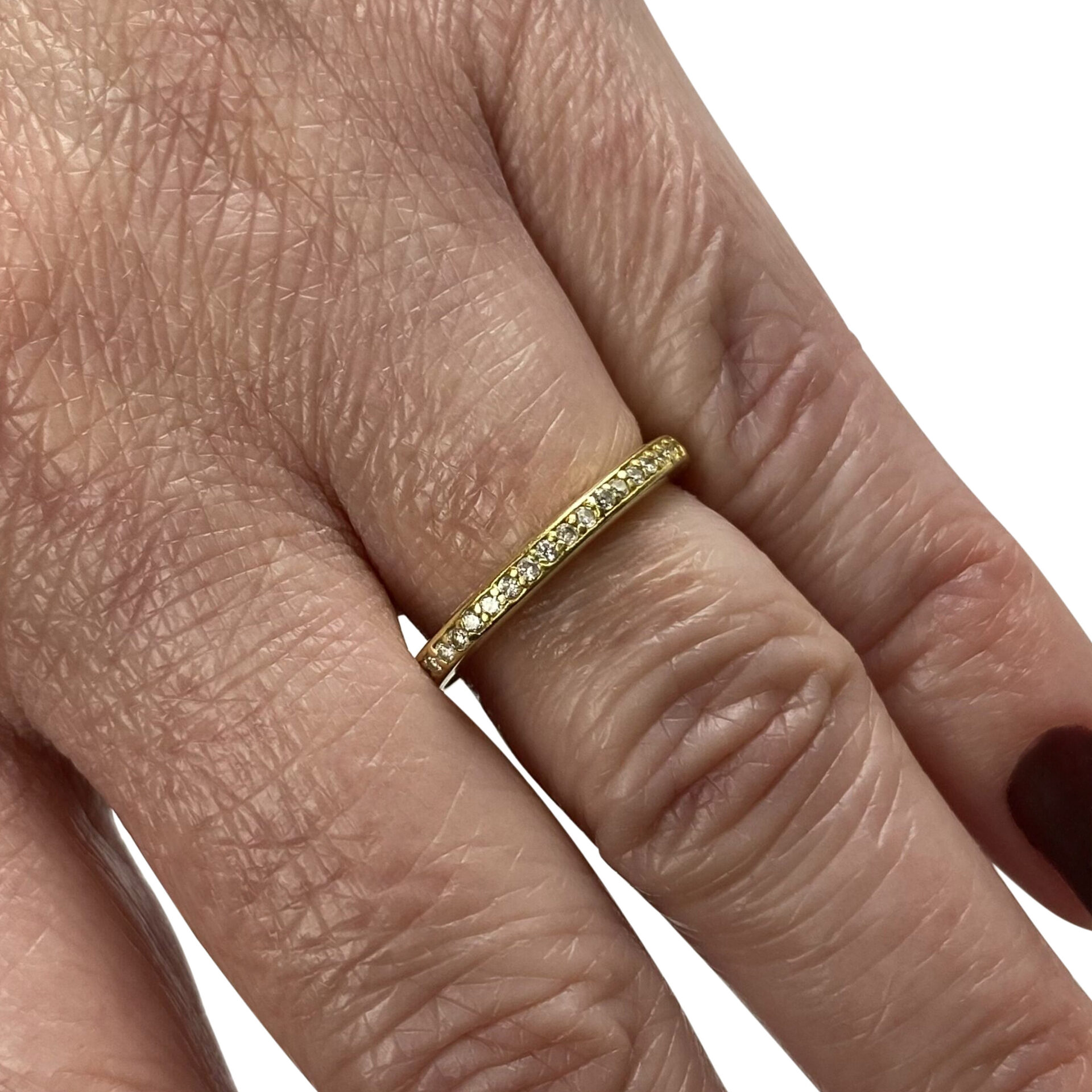 Meia Aliança Ouro Amarelo e Diamantes