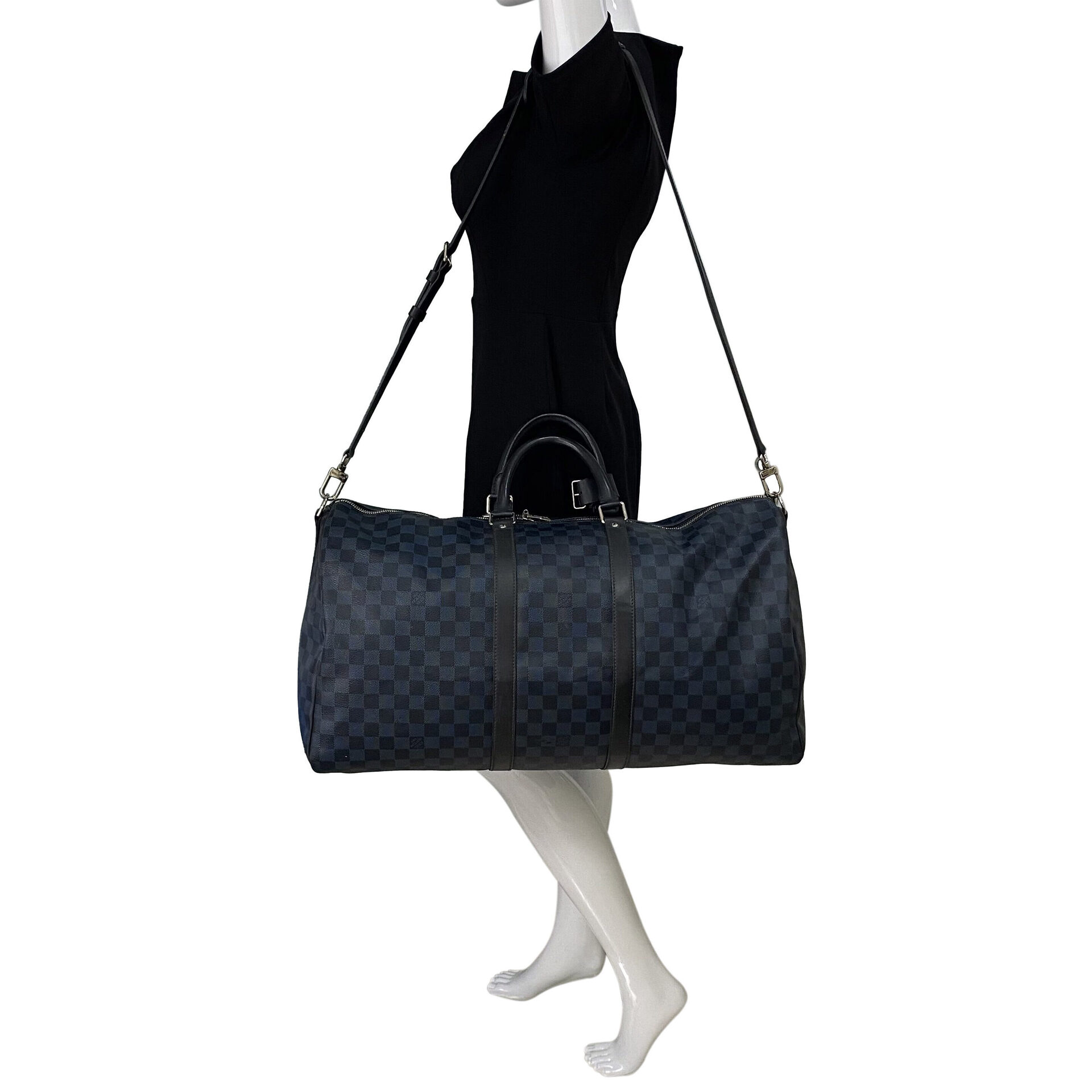Mala Louis Vuitton Keepall Bandoilière 55 Damier Graphite