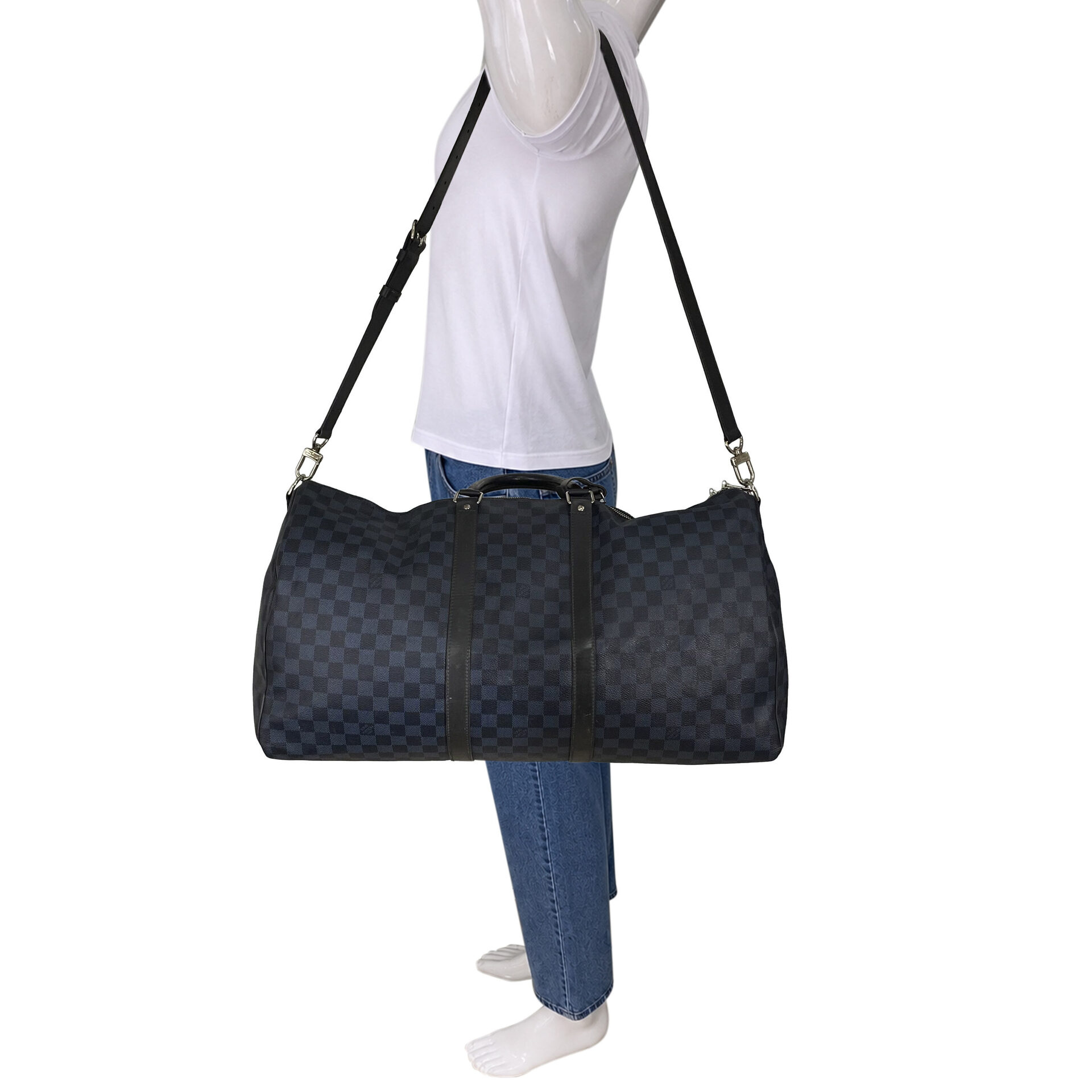 Mala Louis Vuitton Keepall Bandoilière 55 Damier Graphite