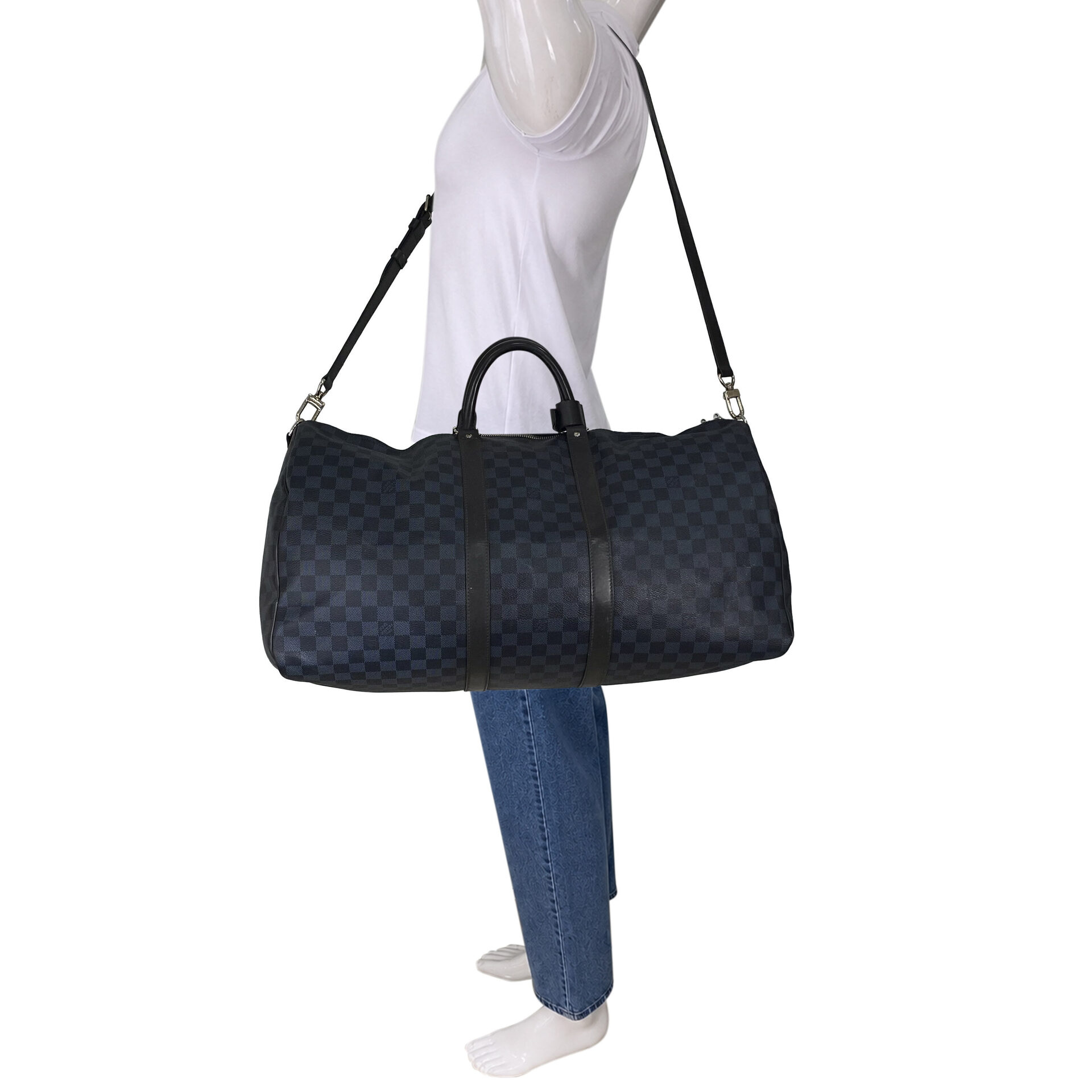 Mala Louis Vuitton Keepall Bandoilière 55 Damier Graphite