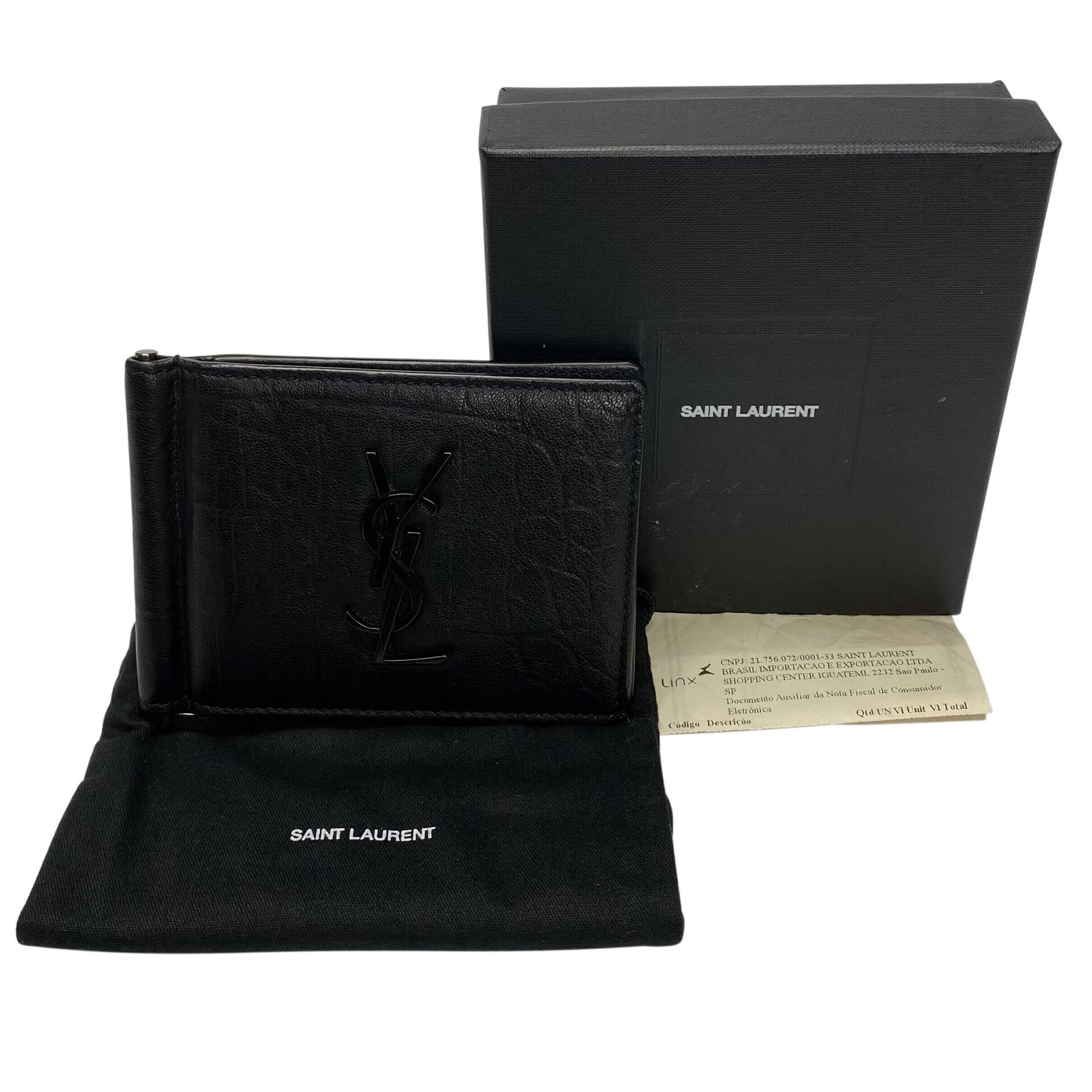 Carteira Saint Laurent Couro Preta