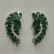 Par de Brincos Esmeraldas e Diamantes