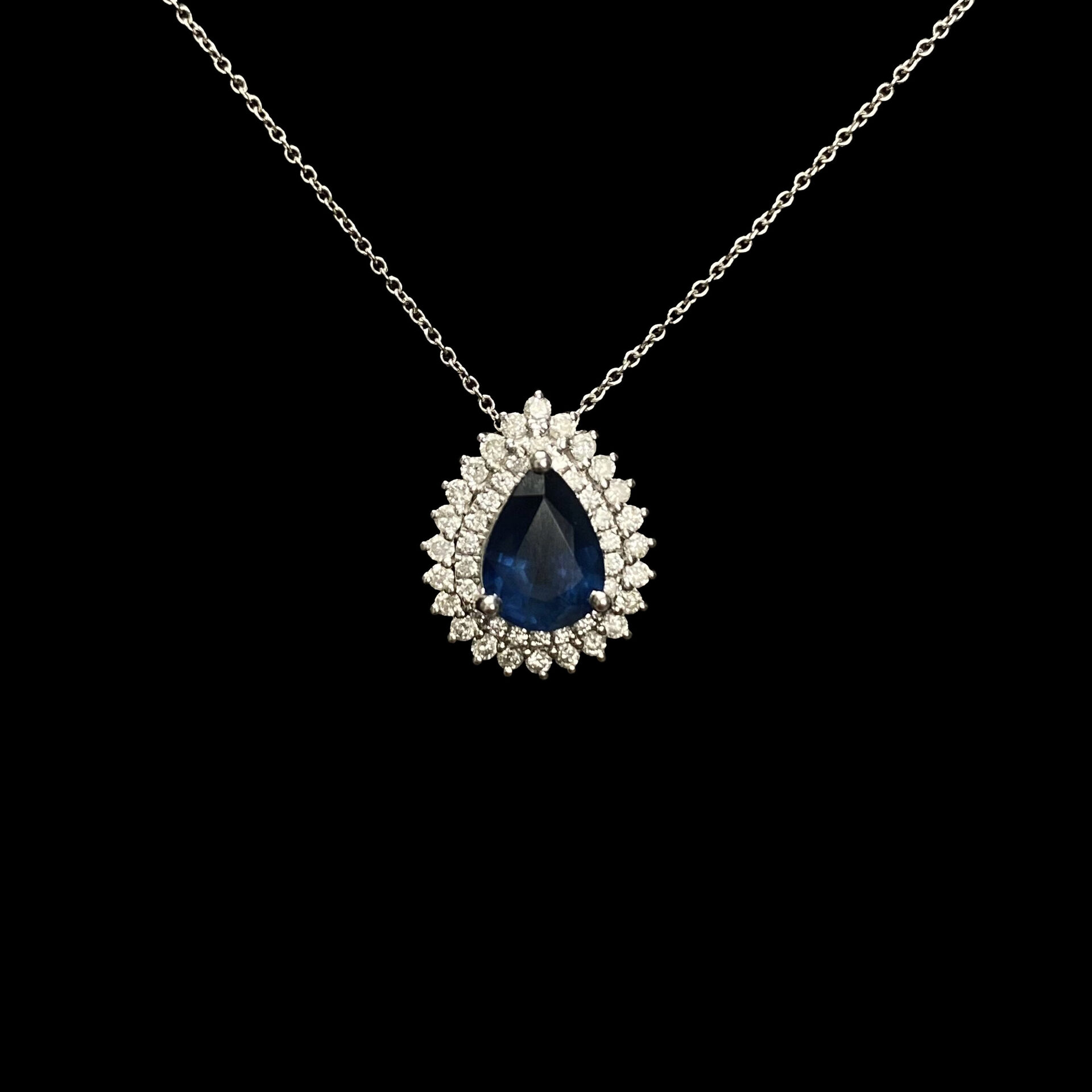 Colar Gota Safira Azul