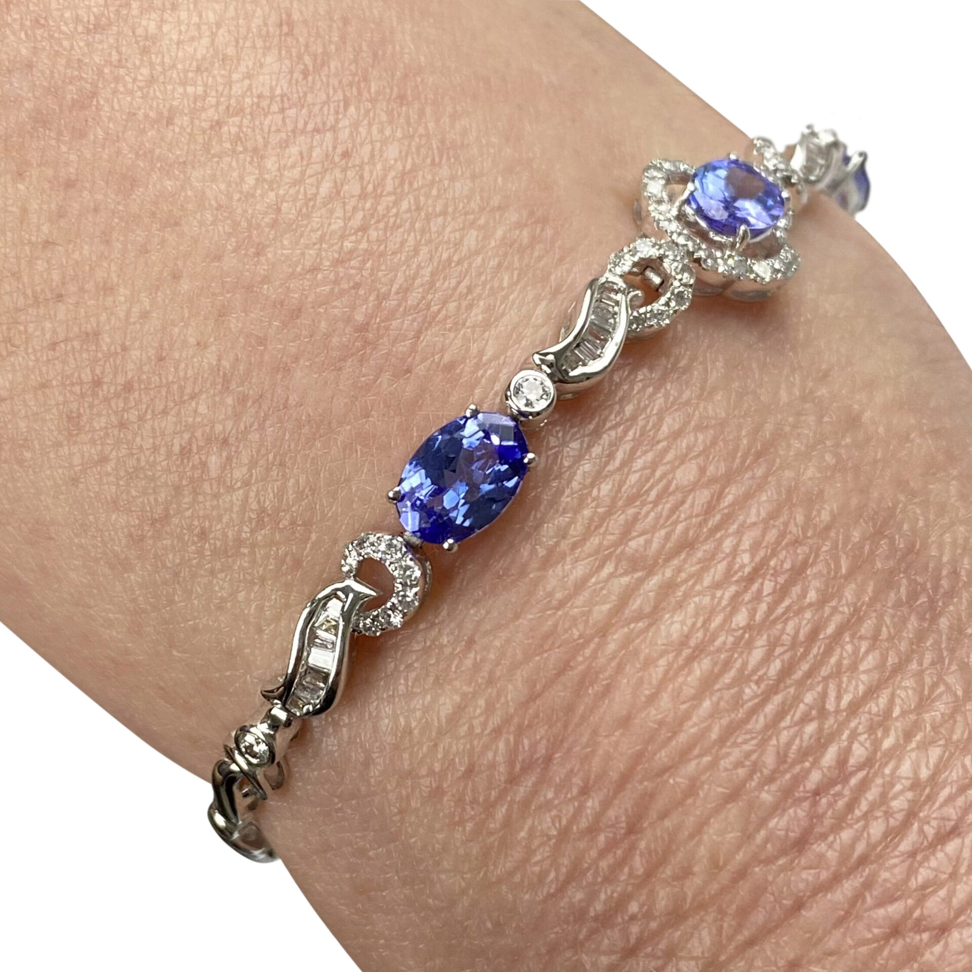 Pulseira Tanzanitas e Diamantes
