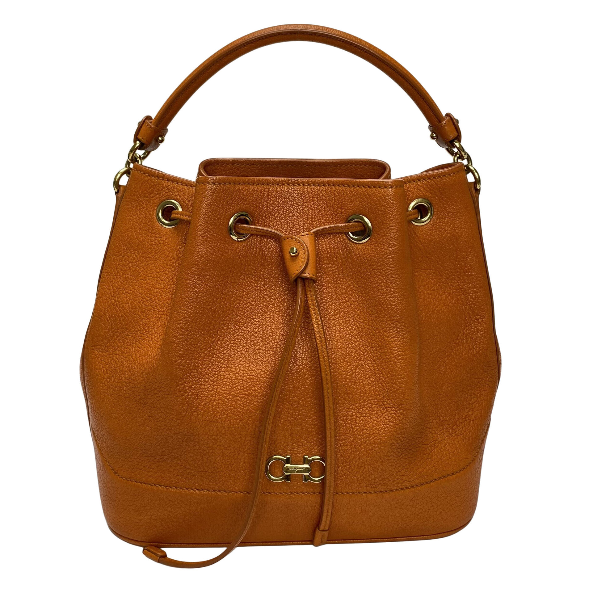 Bolsa Salvatore Ferragamo Gancini Bucket Laranja