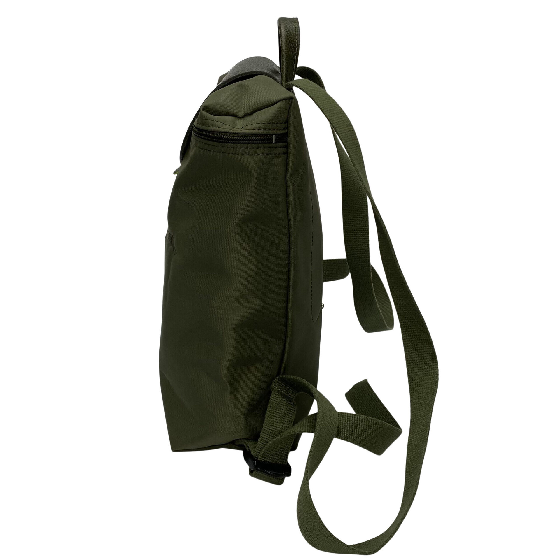 Mochila Longchamp Nylon e Couro Verde