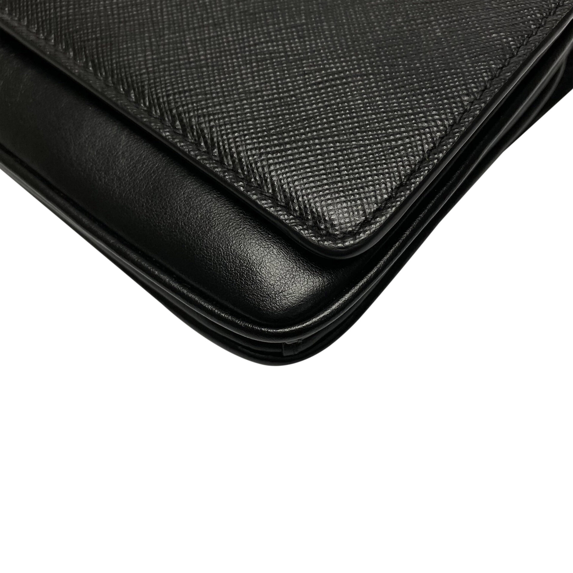 Bolsa Prada Tiracolo Chain Saffiano Preto