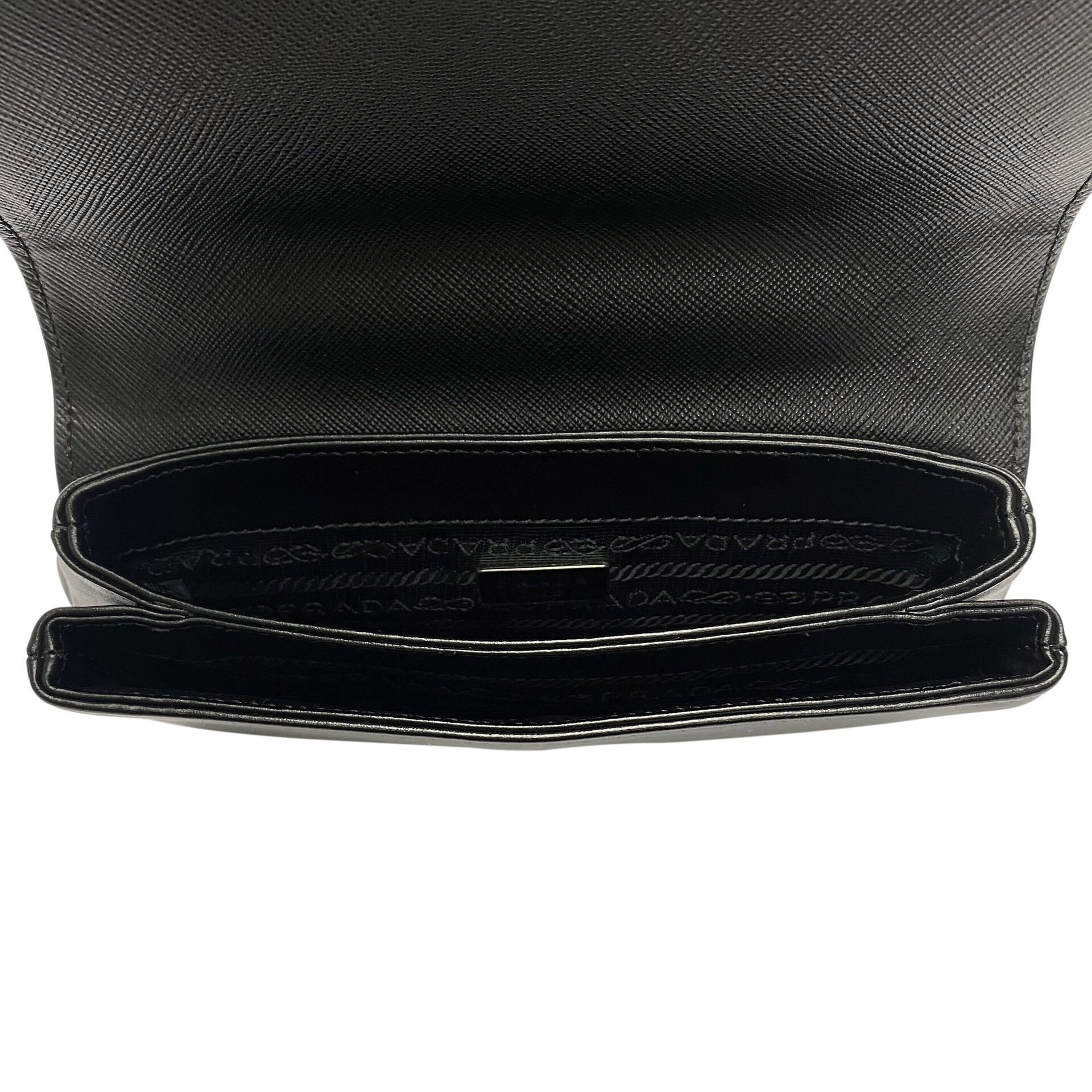 Bolsa Prada Tiracolo Chain Saffiano Preto