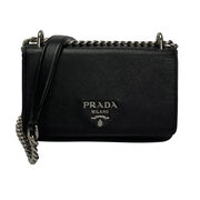 Bolsa Prada Tiracolo Chain Saffiano Preto
