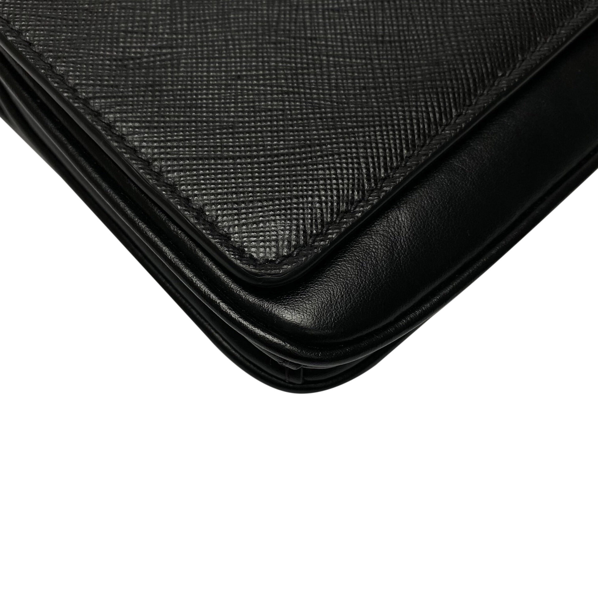 Bolsa Prada Tiracolo Chain Saffiano Preto